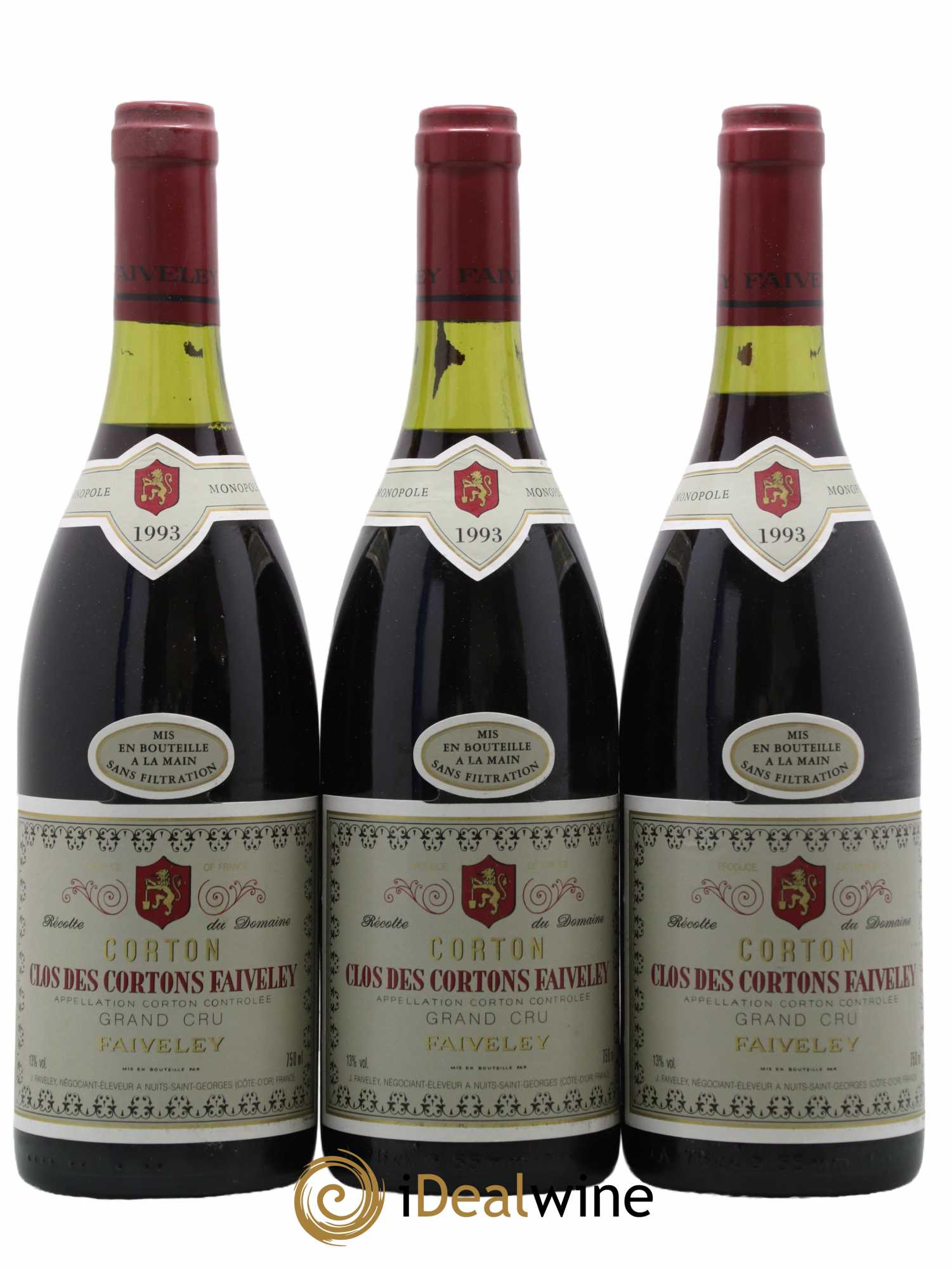 Corton Grand Cru Clos des Cortons Faiveley 1993 - Lot de 3 bouteilles - 0