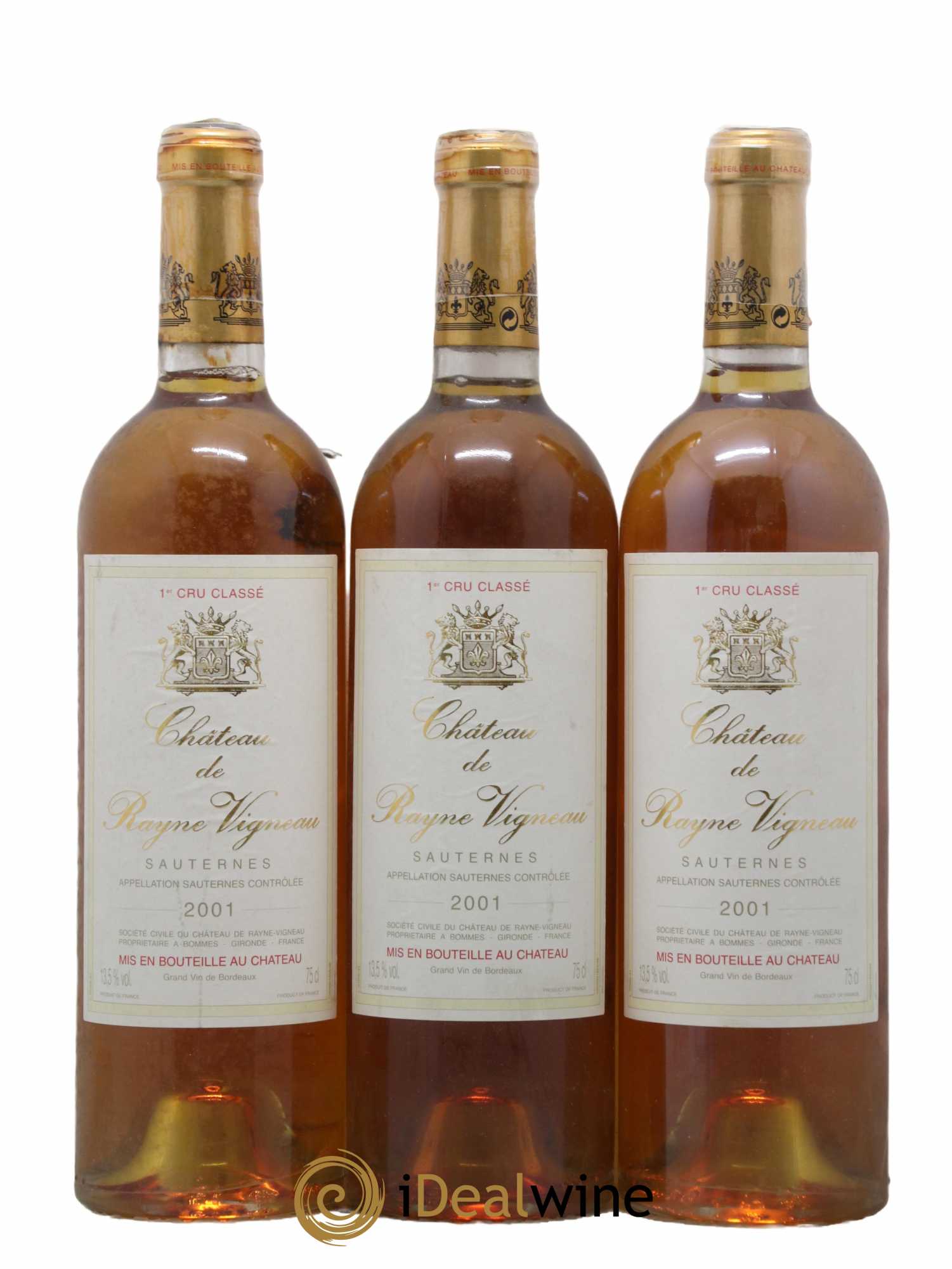 Château de Rayne Vigneau 1er Grand Cru Classé 2001 - Lotto di 3 bottiglie - 0