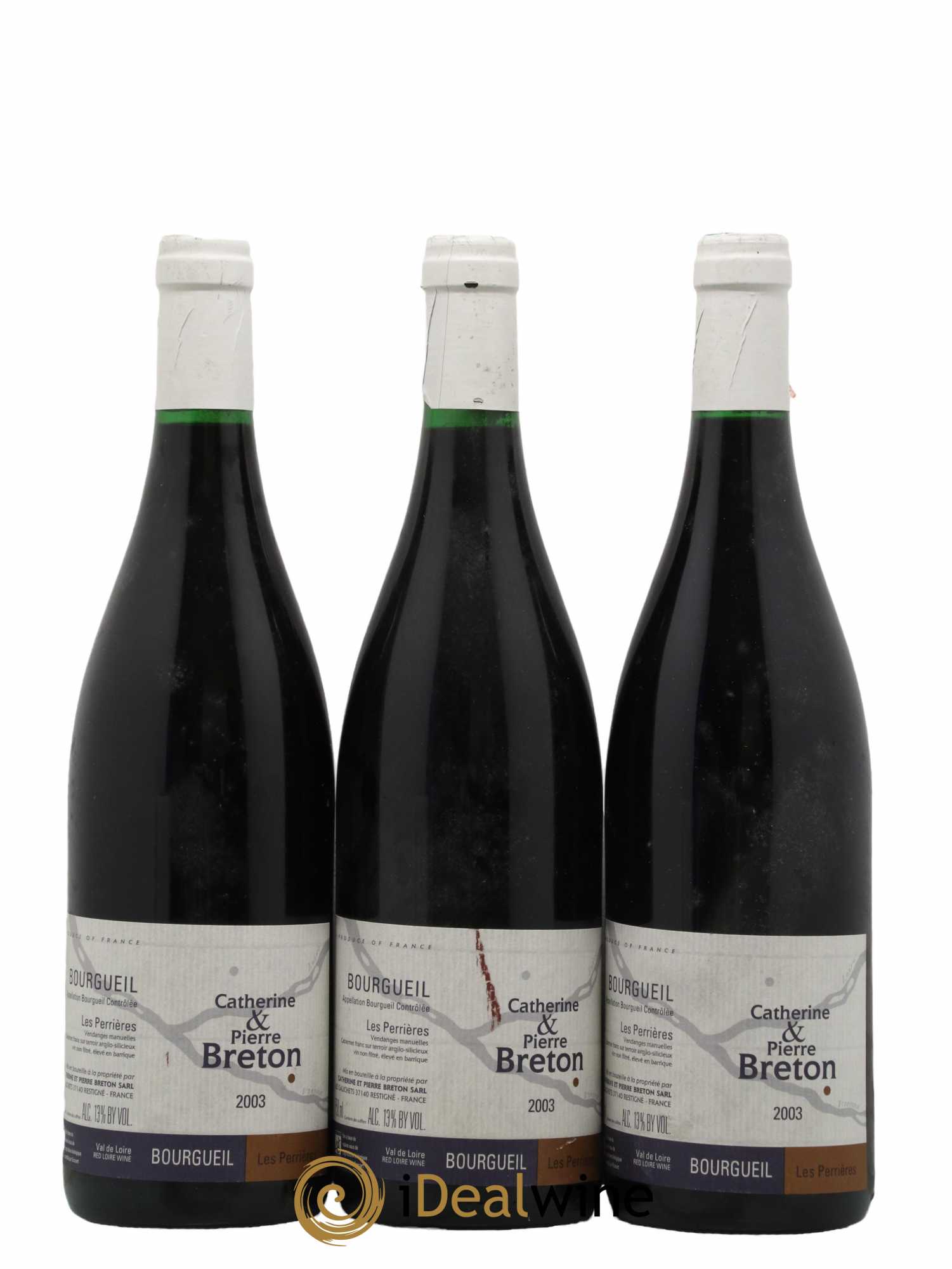 Bourgueil Les Perrières Catherine et Pierre Breton 2003 - Lot de 3 bouteilles - 0
