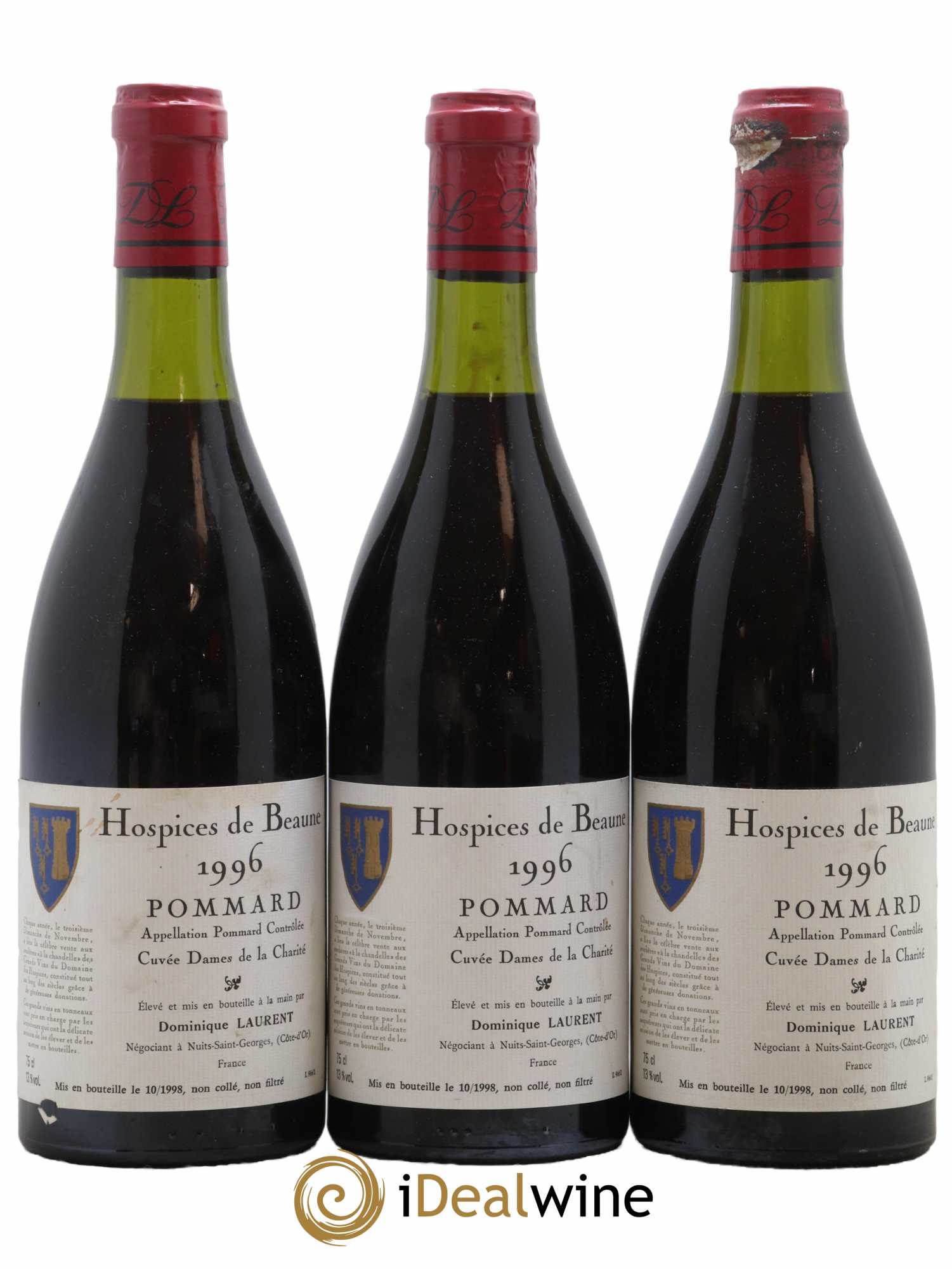 Pommard Cuvée Dames de la Charité Hospices de Beaune Dominique Laurent 1996 - Lotto di 3 bottiglie - 0