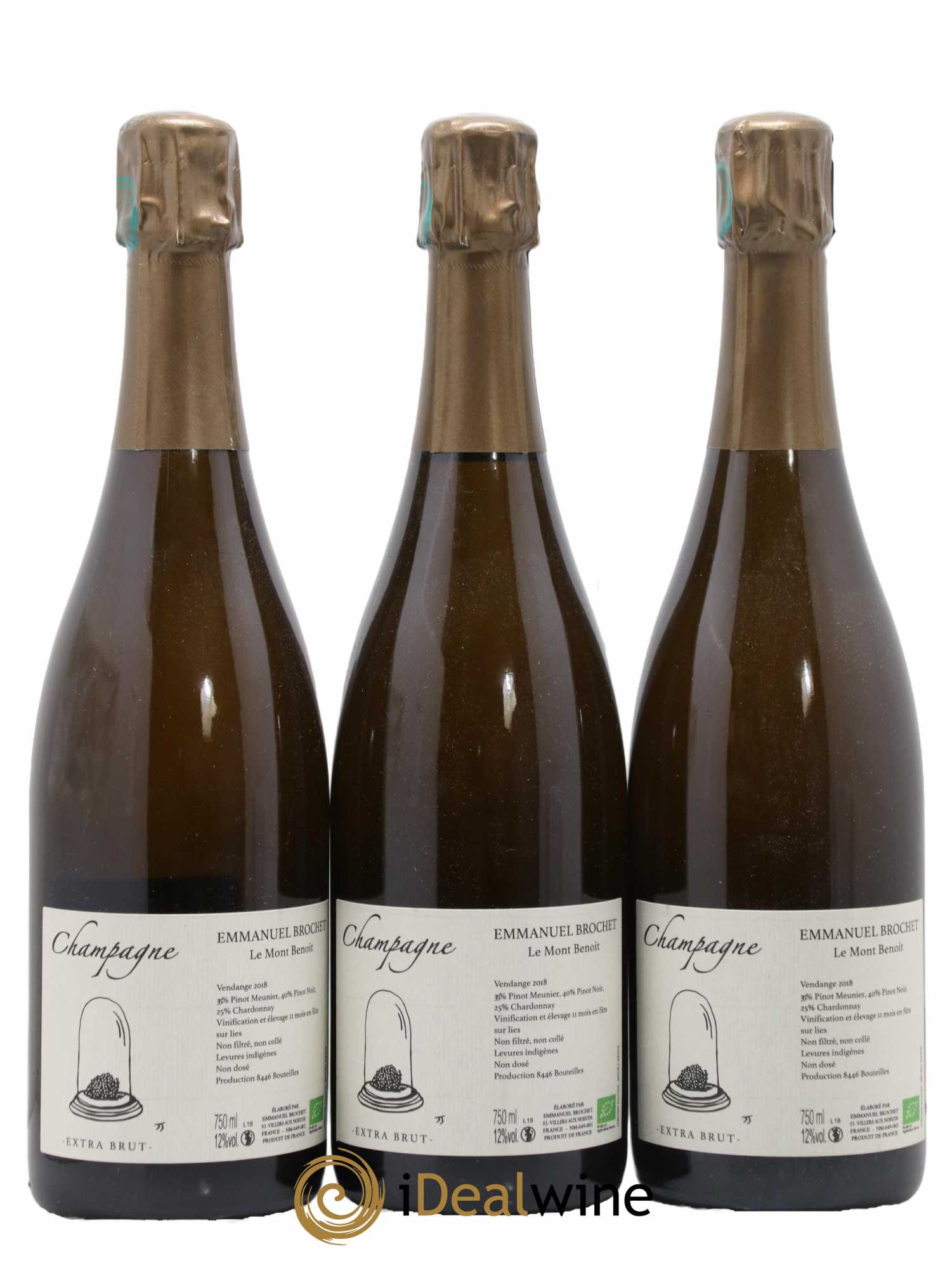 Le Mont Benoit Extra-Brut Emmanuel Brochet 2018 - Lot de 3 bouteilles - 0