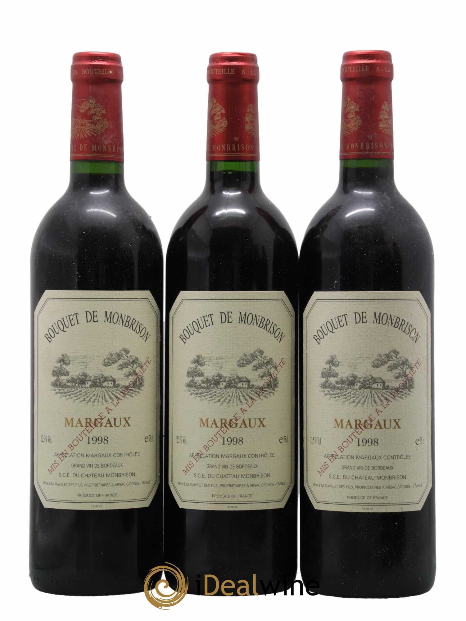 Bordeaux Margaux Bouquet de Monbrison 1998 - Lot de 6 bouteilles - 1
