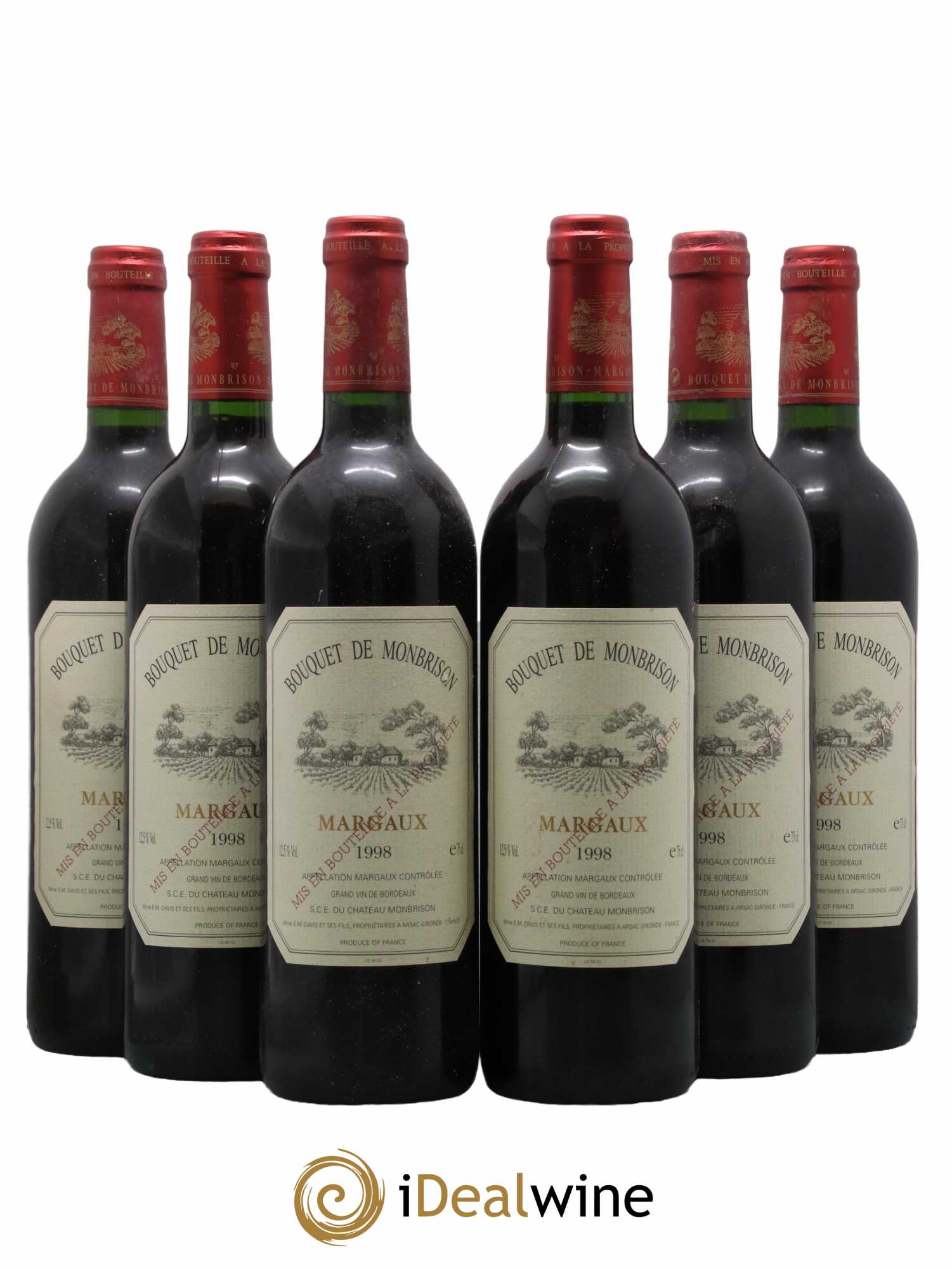 Bordeaux Margaux Bouquet de Monbrison 1998 - Lot de 6 bouteilles - 0