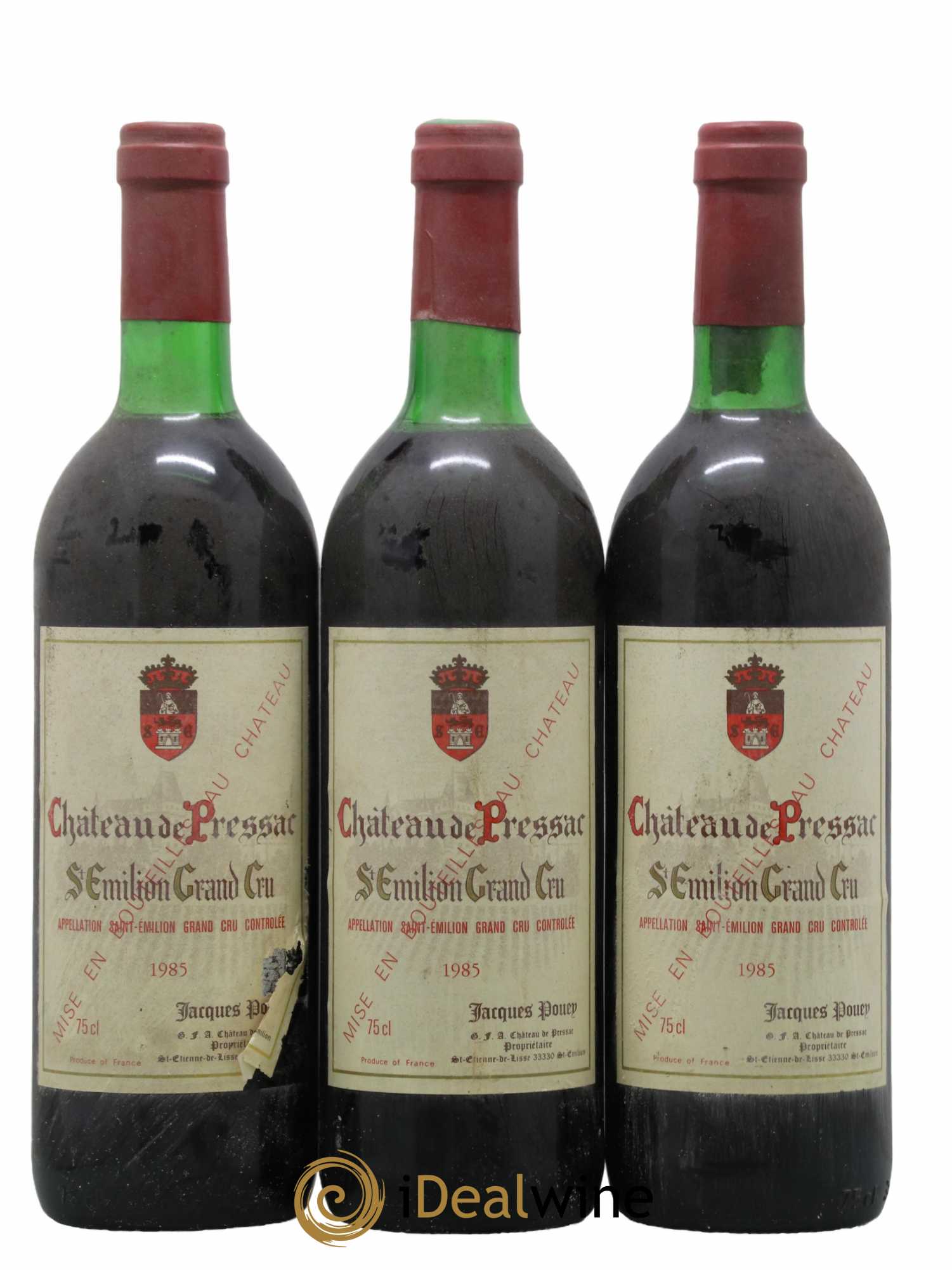 Château de Pressac Grand Cru Classé 1985 - Lot de 3 bouteilles - 0