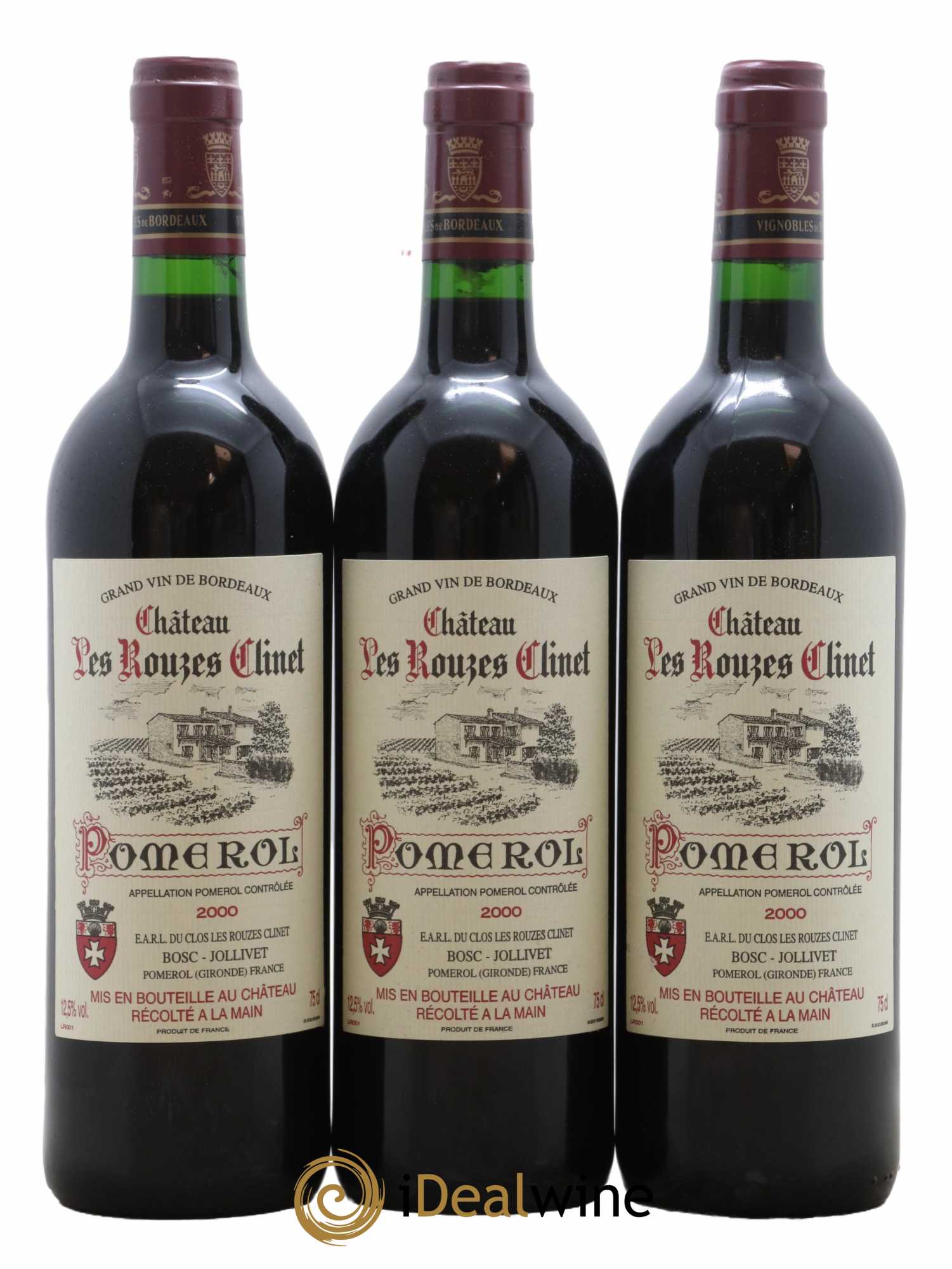 Pomerol Château Les Rouzes Clinet 2000 - Lot de 3 bouteilles - 0