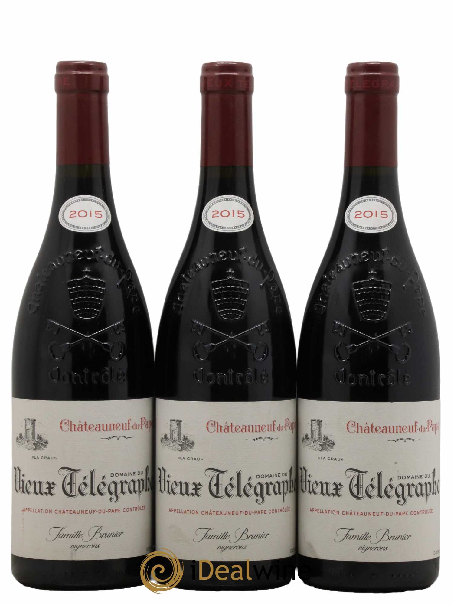 Châteauneuf-du-Pape Vieux Télégraphe (Domaine du) Vignobles Brunier 2015 - Lot de 3 bouteilles - 0