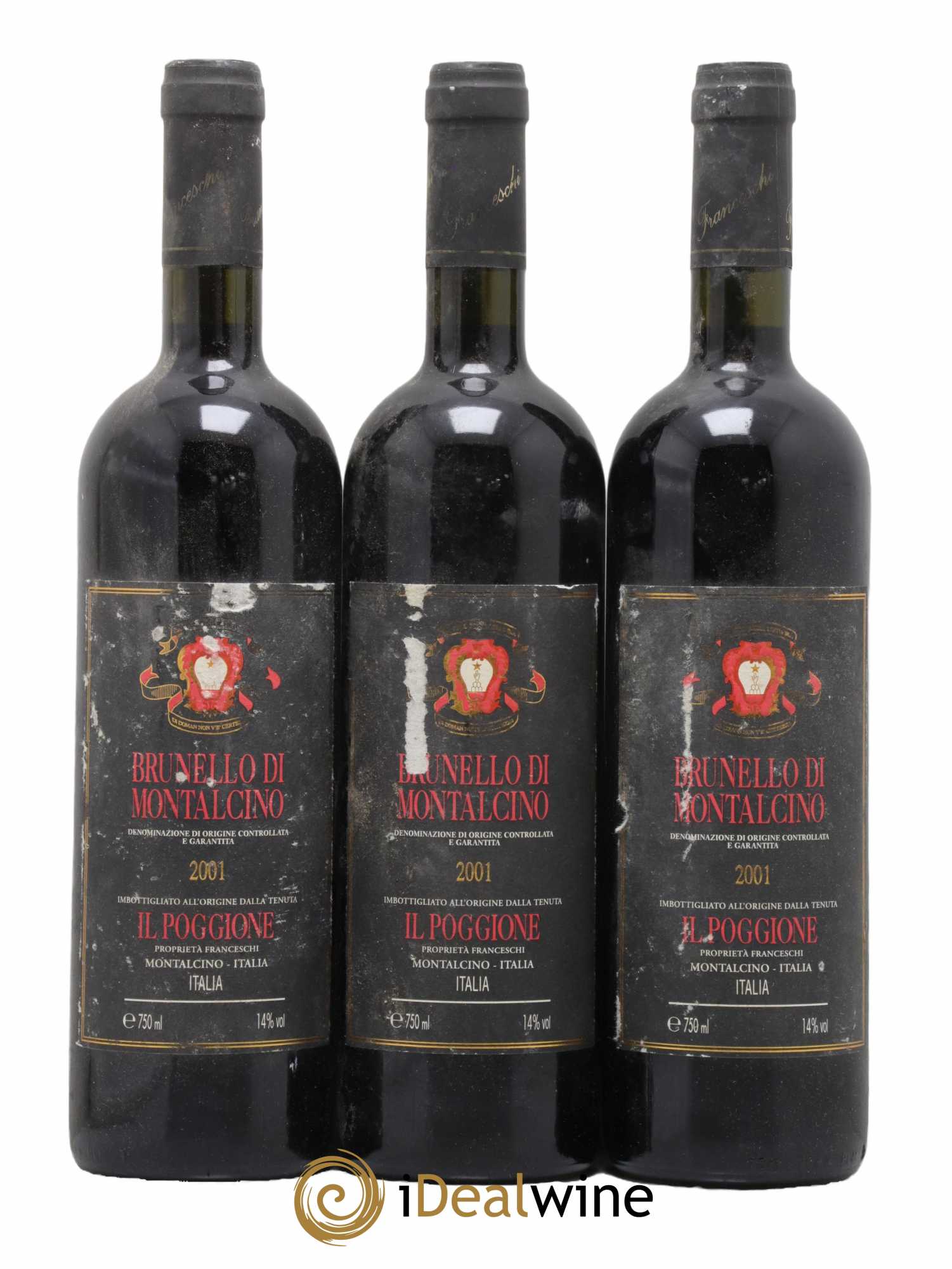 Brunello di Montalcino DOCG Il Poggione Lavinio Franceschi 2001 - Lot de 3 bouteilles - 0