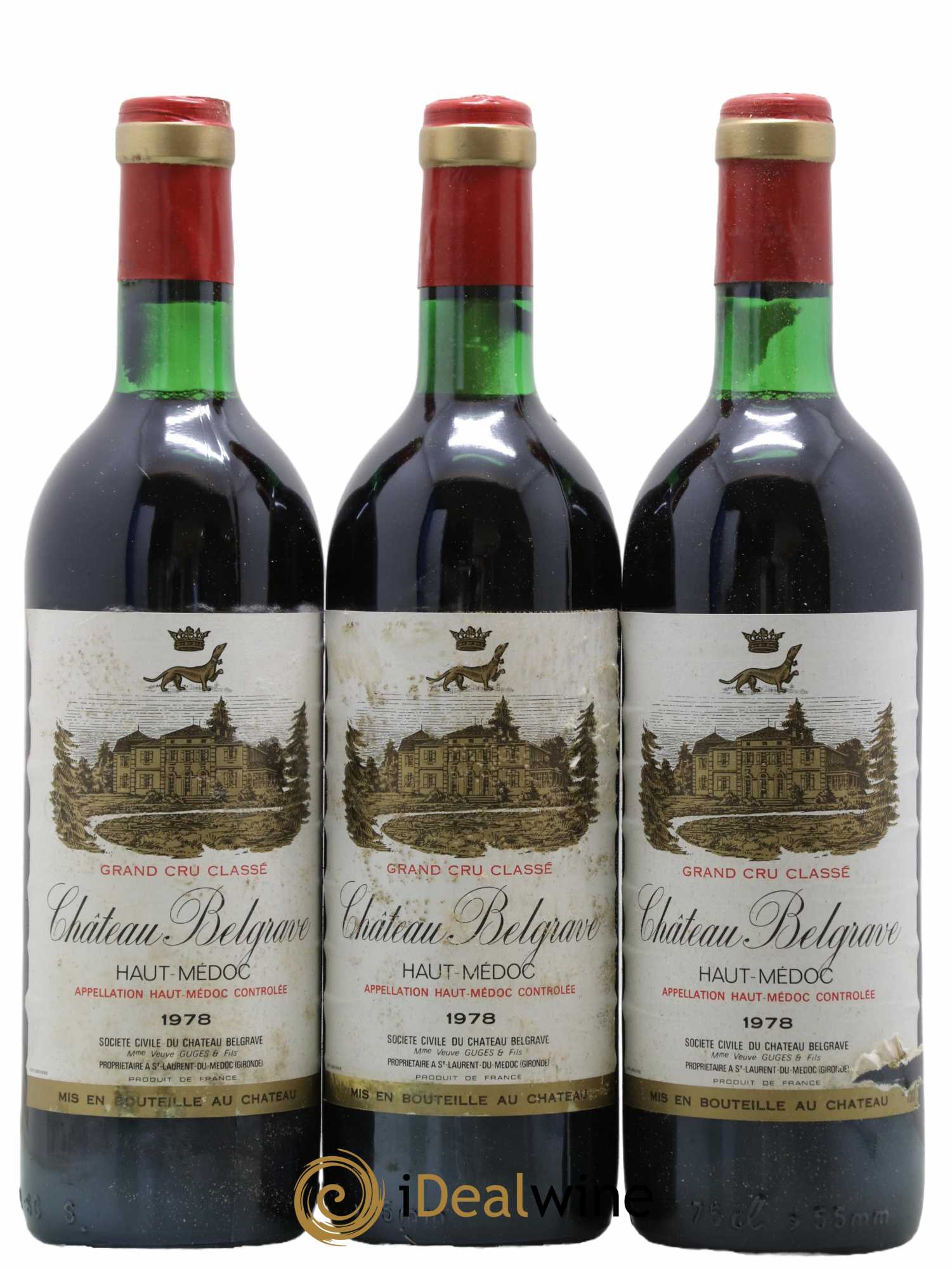 Château Belgrave 5ème Grand Cru Classé 1978 - Lot de 3 bouteilles - 0