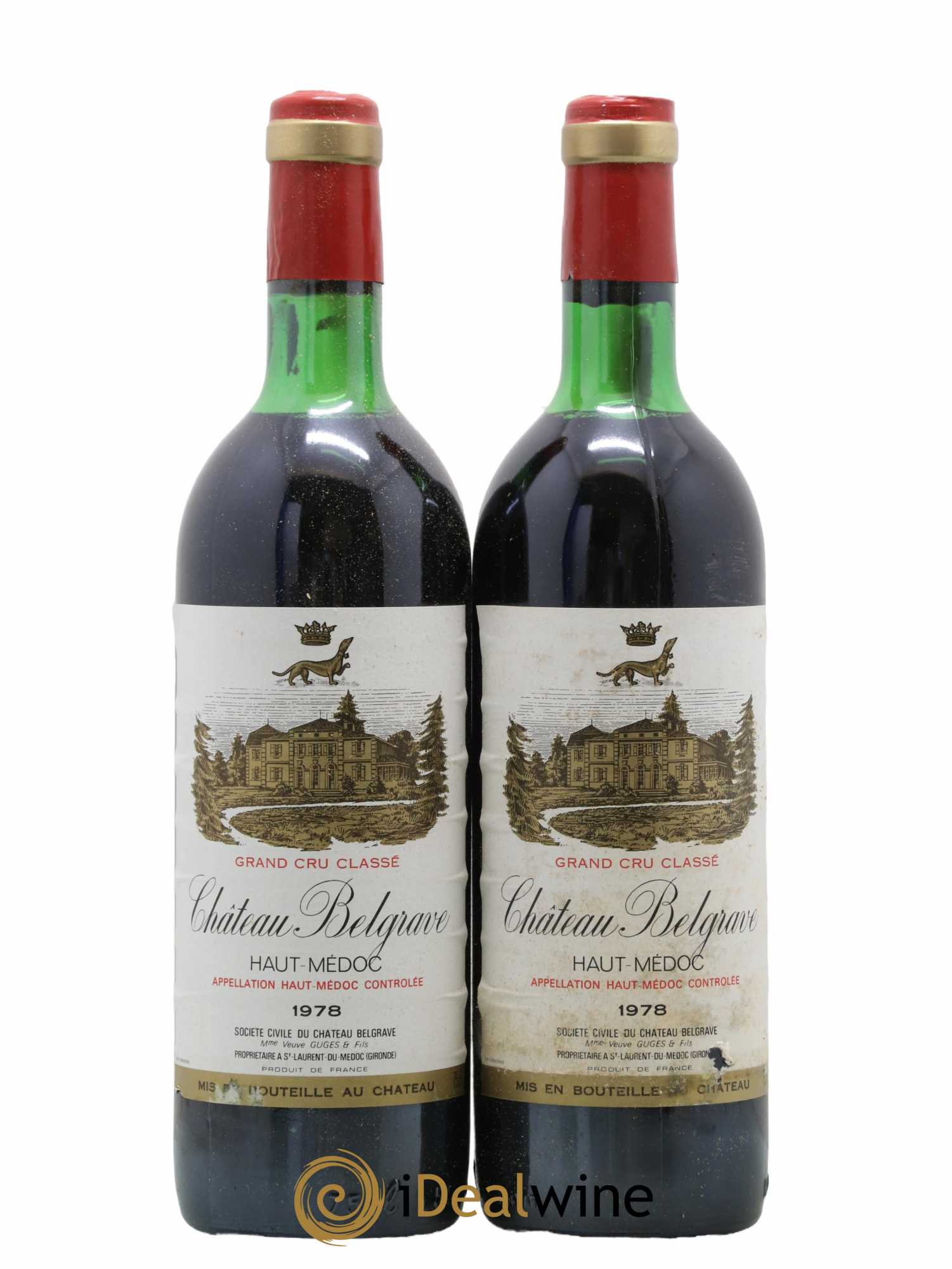 Château Belgrave 5ème Grand Cru Classé 1978 - Lot de 2 bouteilles - 0