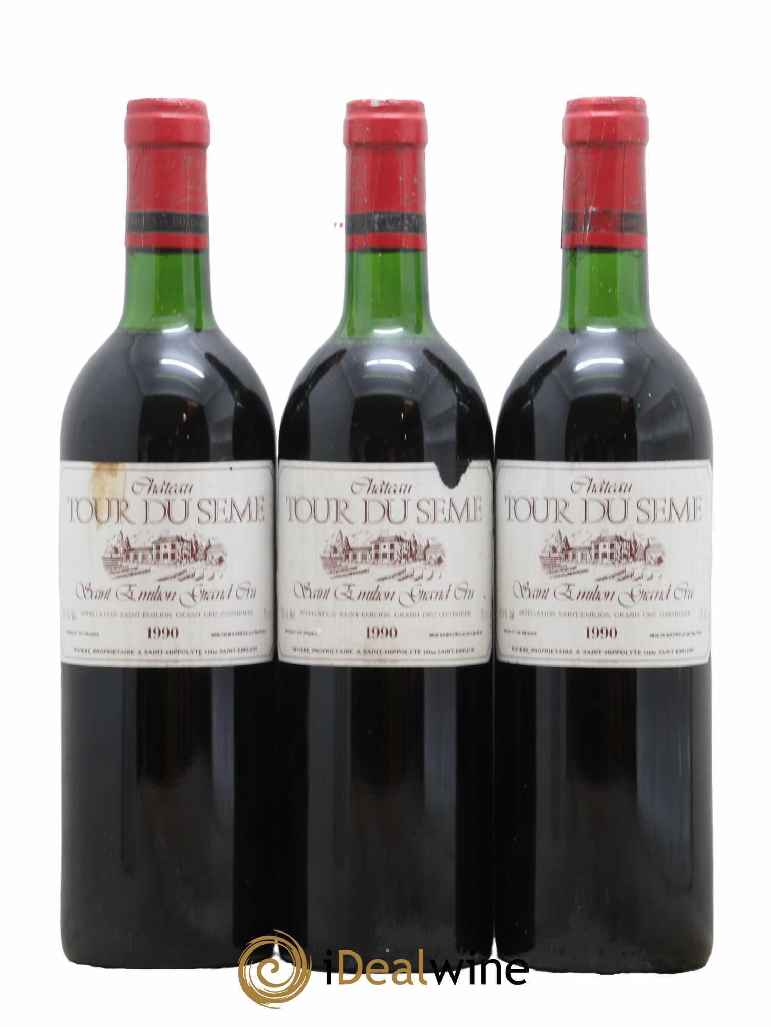 Saint-Émilion Grand Cru Château Tour Du Seme 1990 - Lot de 3 bouteilles - 0