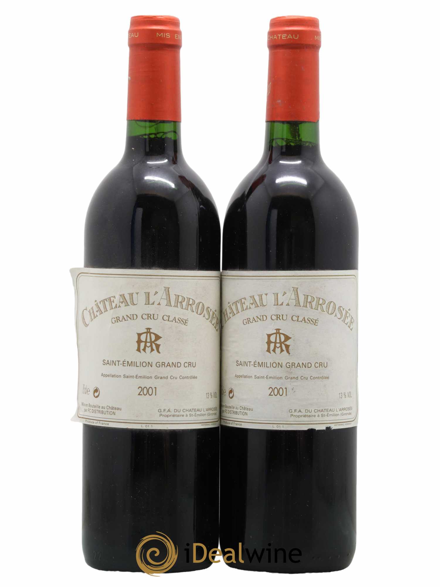 Château l' Arrosée Grand Cru Classé 2001 - Lot de 2 bouteilles - 0
