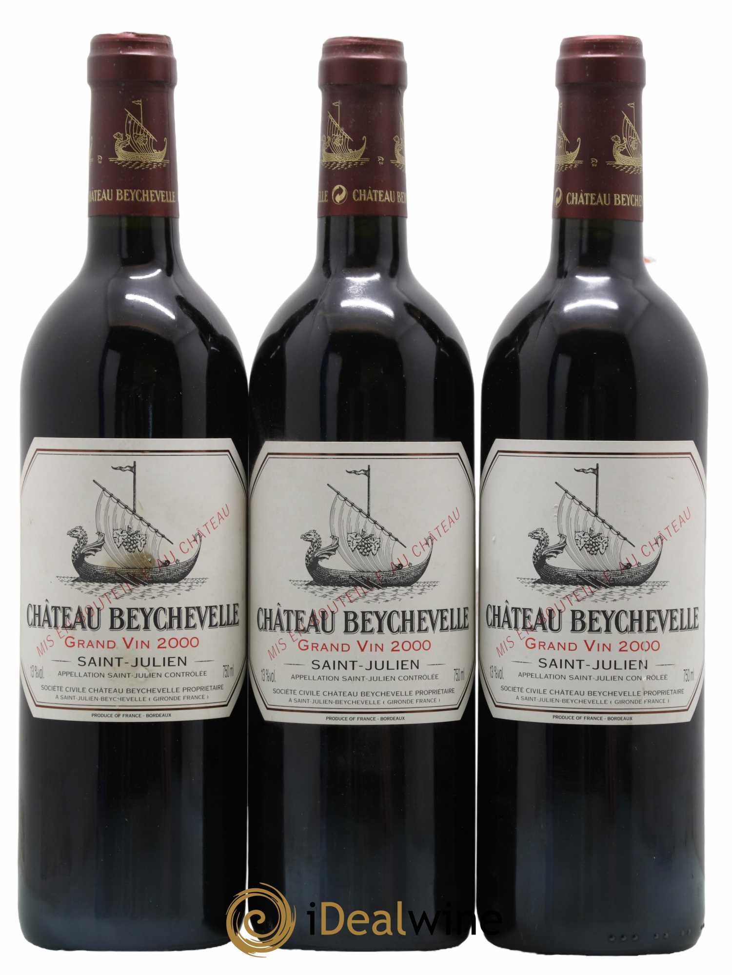 Château Beychevelle 4ème Grand Cru Classé 2000 - Lot de 3 bouteilles - 0