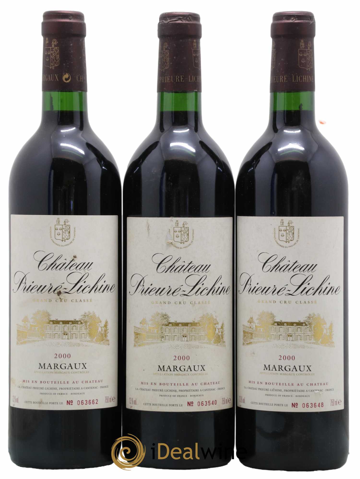 Château Prieuré Lichine 4ème Grand Cru Classé 2000 - Lot de 3 bouteilles - 0