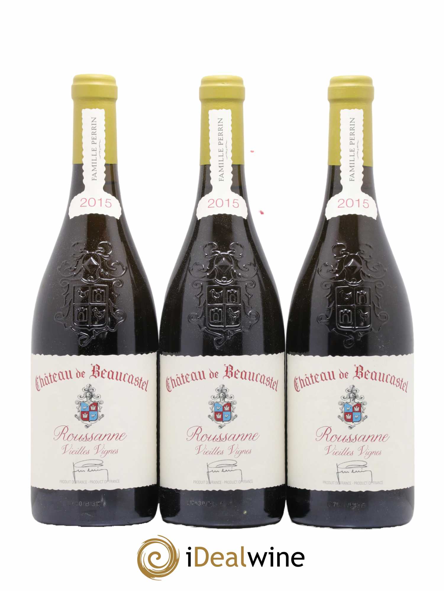Châteauneuf-du-Pape Château de Beaucastel Vieilles vignes Roussanne Famille Perrin 2015 - Lot de 3 bouteilles - 0