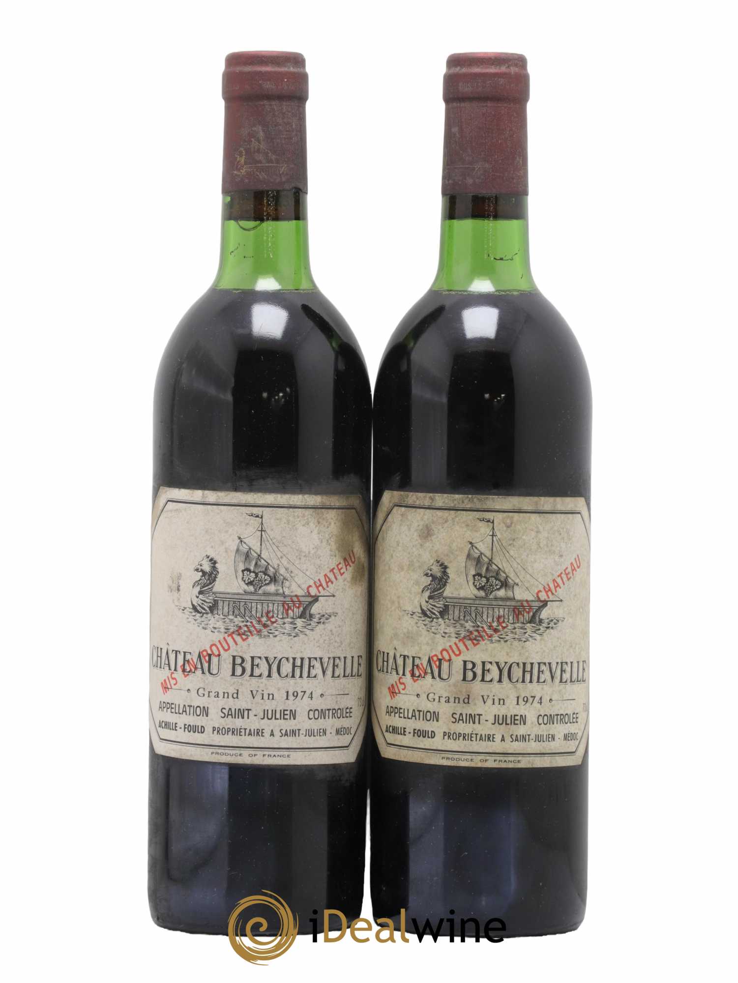 Château Beychevelle 4ème Grand Cru Classé 1974 - Lot de 2 bouteilles - 0