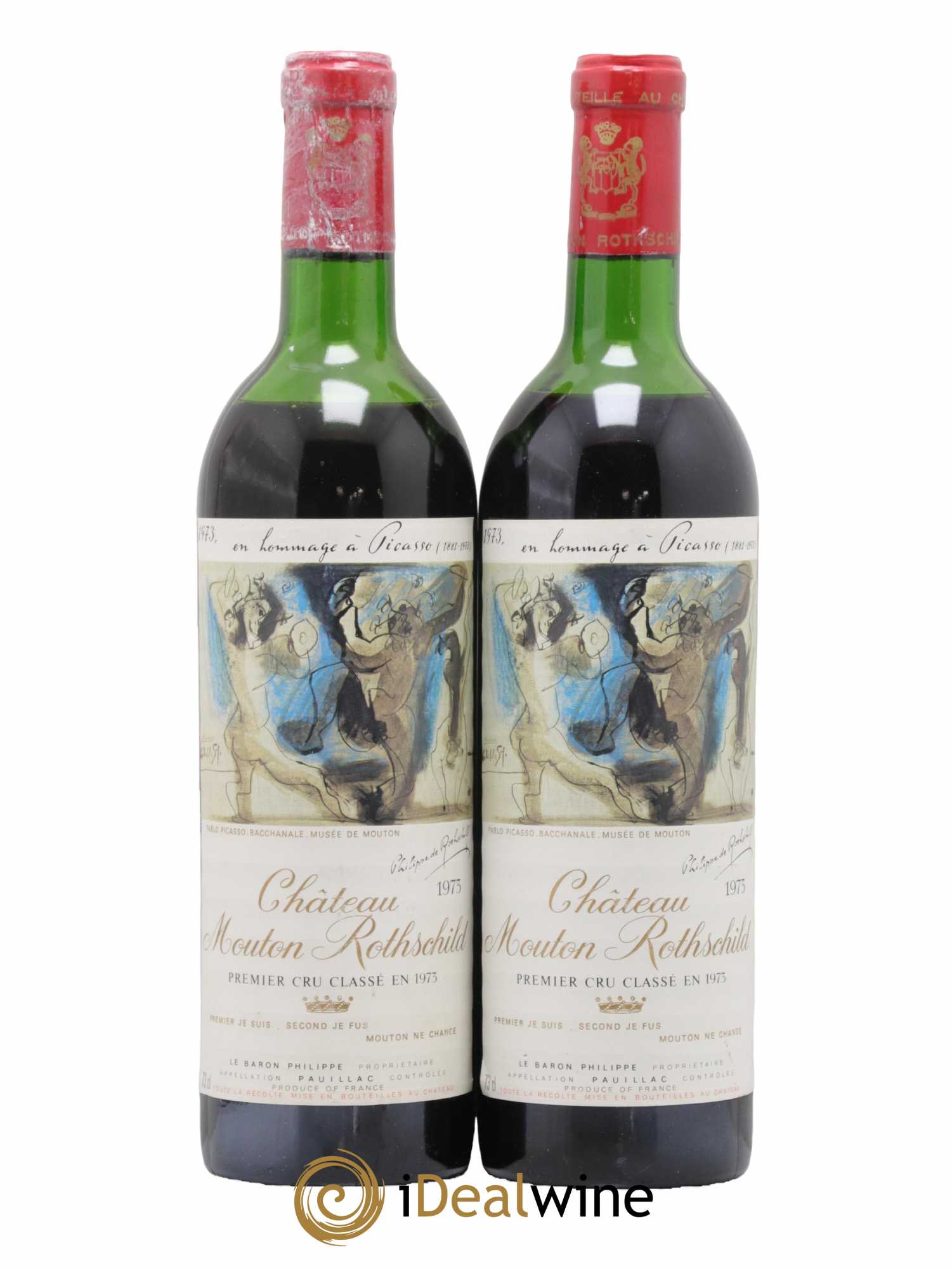 Château Mouton Rothschild 1er Grand Cru Classé 1973 - Lot de 2 bouteilles - 0