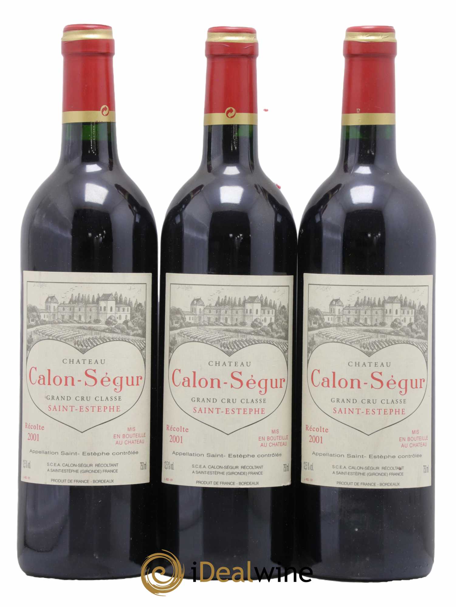 Château Calon Ségur 3ème Grand Cru Classé 2001 - Lot de 3 bouteilles - 0