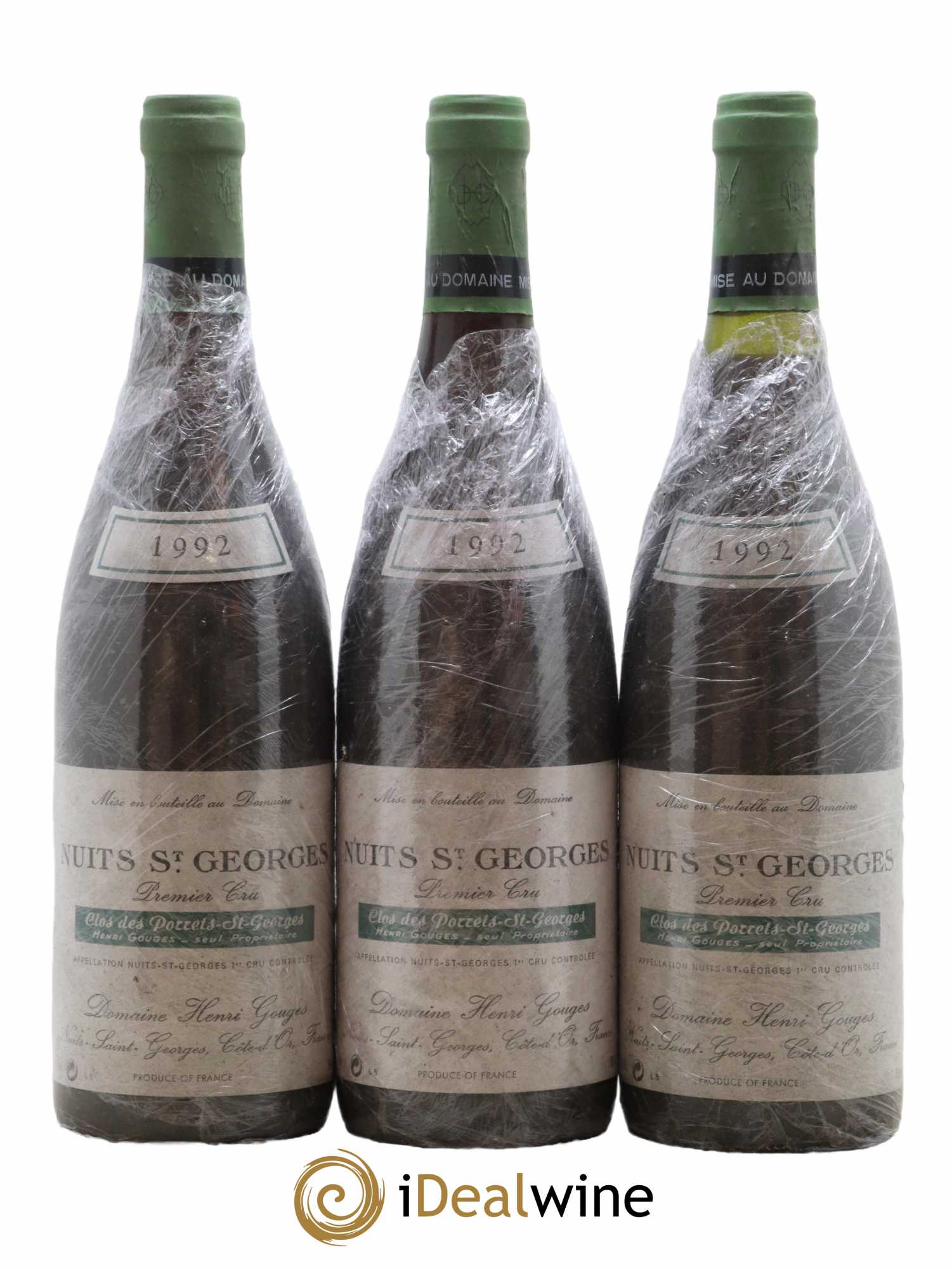 Nuits-Saint-Georges 1er Cru Clos des Porrets St Georges Henri Gouges 1992 - Posten von 3 Flaschen - 0