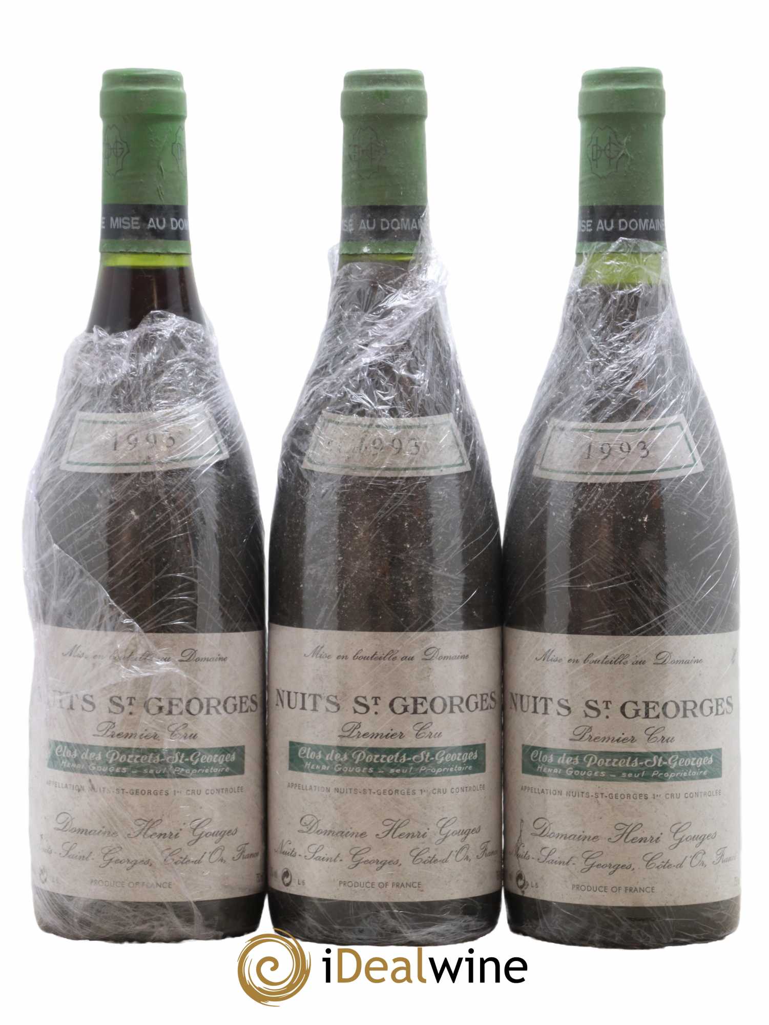 Nuits-Saint-Georges 1er Cru Clos des Porrets St Georges Henri Gouges 1993 - Lot de 3 bouteilles - 0