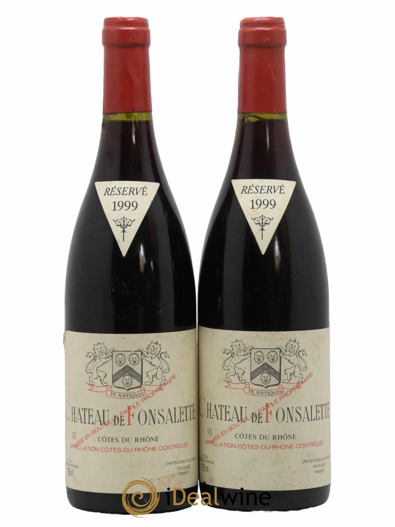 Côtes-du-Rhône Château de Fonsalette Emmanuel Reynaud 1999 - Lot de 2 bouteilles - 0