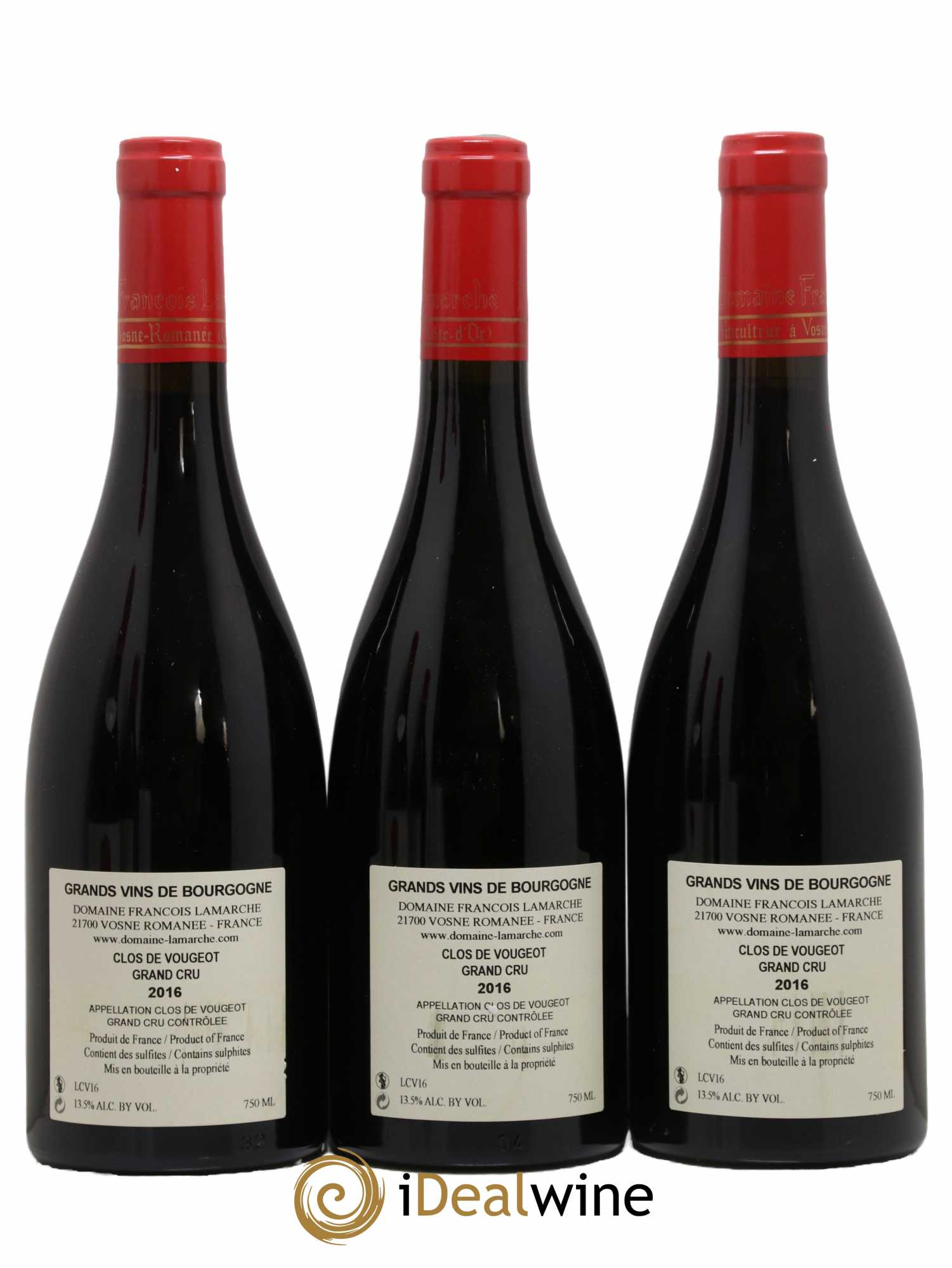 Clos de Vougeot Grand Cru Lamarche (Domaine) 2016 - Lot de 3 bouteilles - 1