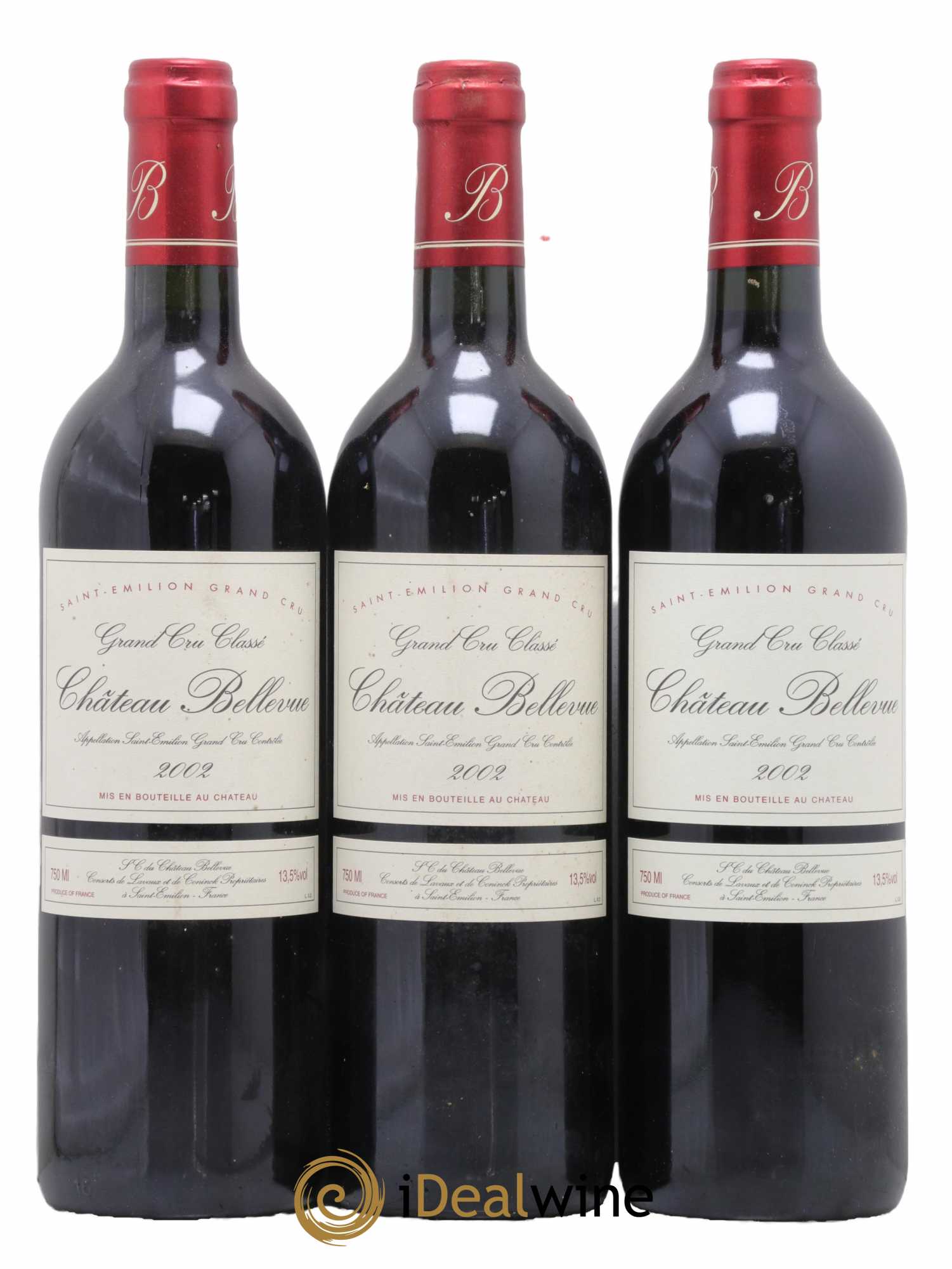 Château Bellevue Grand Cru Classé 2002 - Lot de 3 bouteilles - 0
