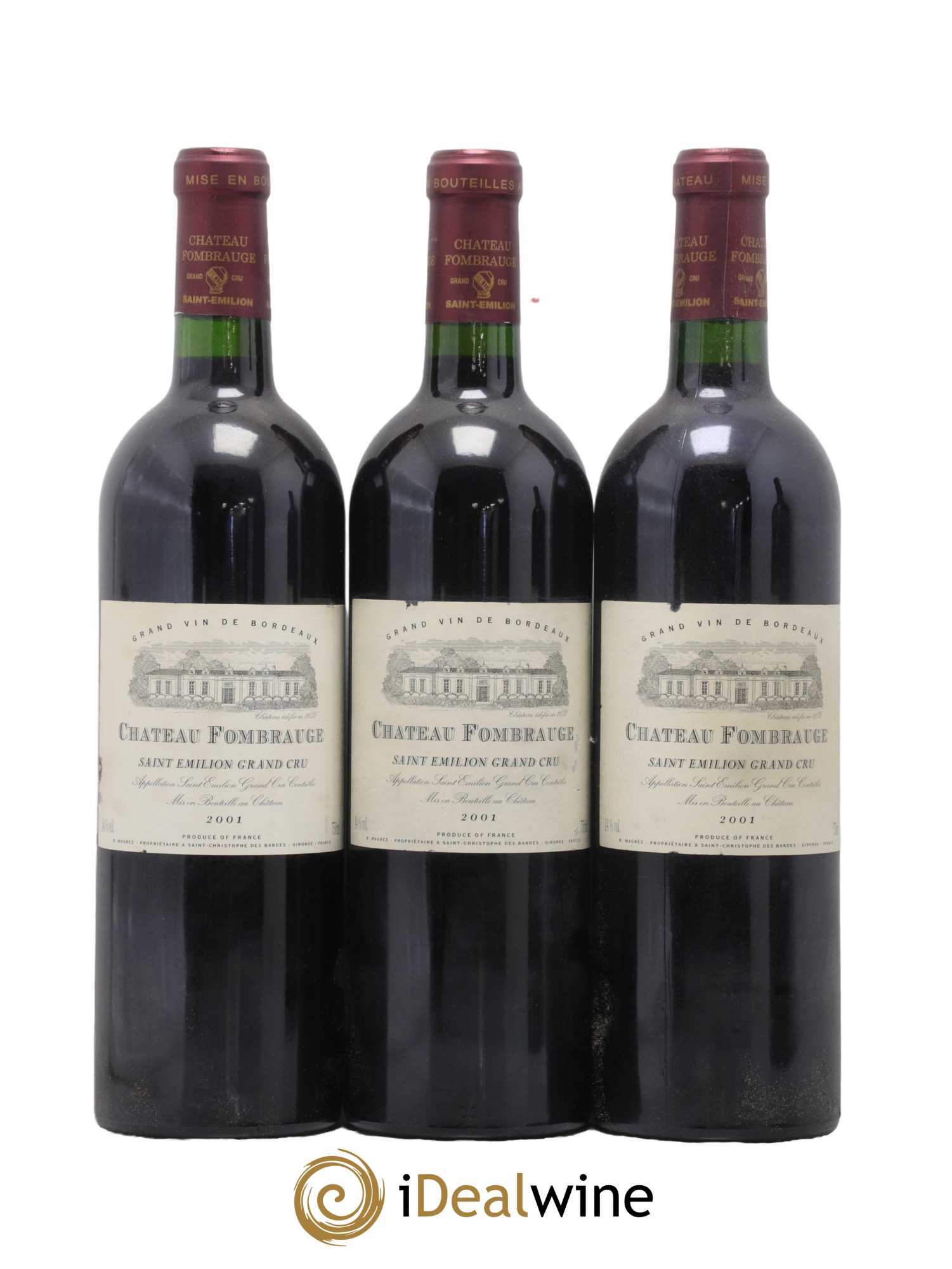 Château Fombrauge Grand Cru Classé 2001 - Lot de 3 bouteilles - 0