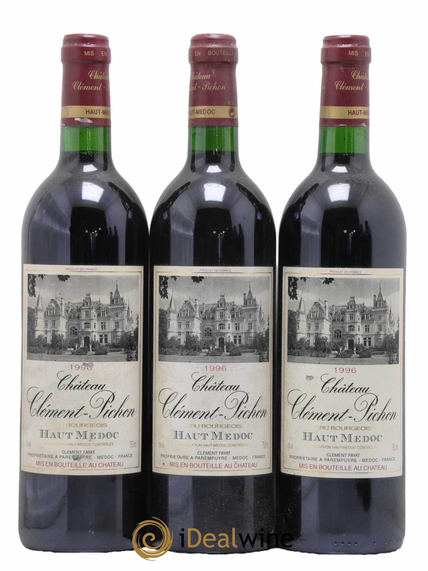 Château Clément-Pichon Cru Bourgeois 1996 - Lot de 3 bouteilles - 0