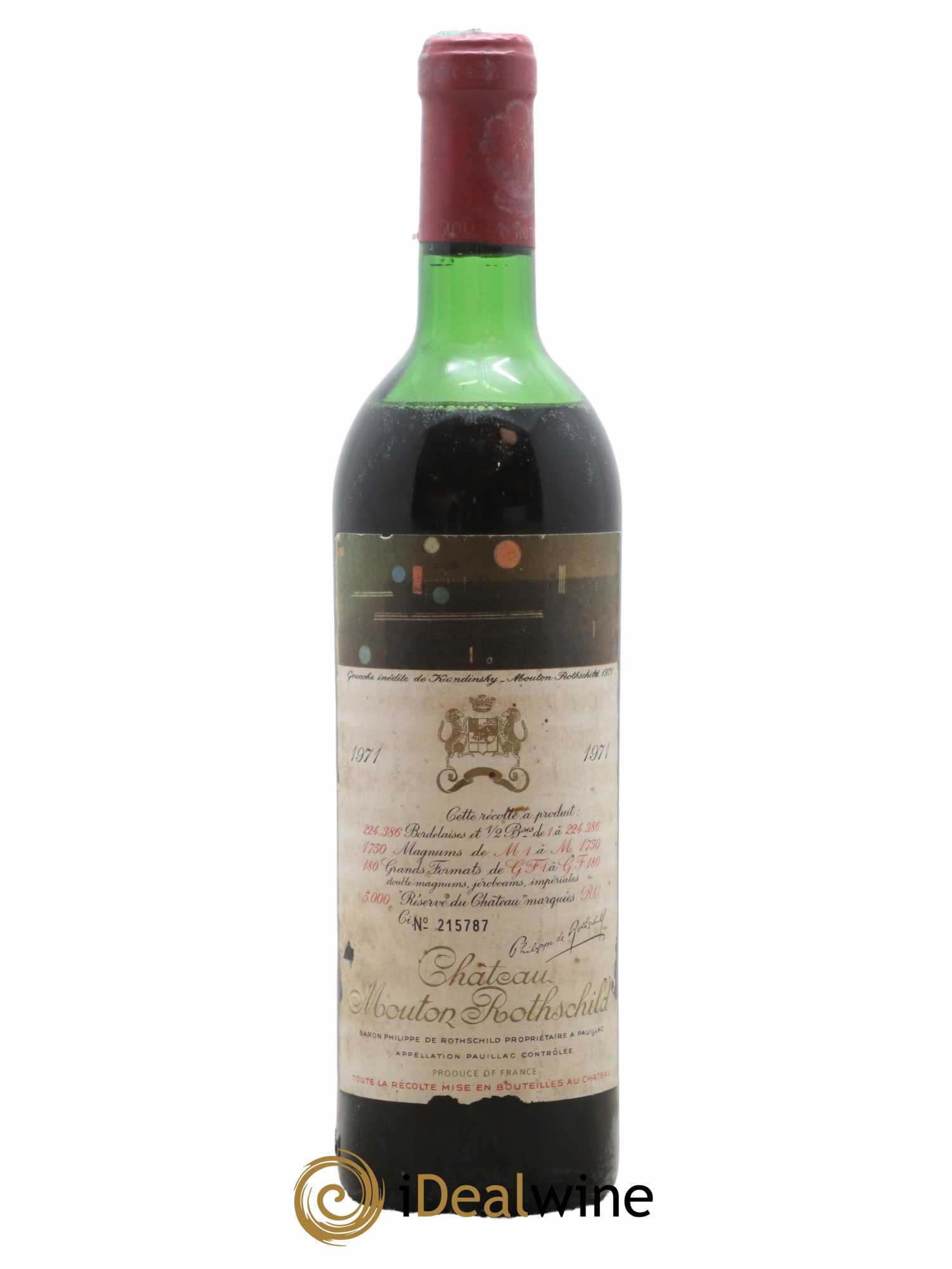 Château Mouton Rothschild 1er Grand Cru Classé 1971 - Lot de 1 bouteille - 0