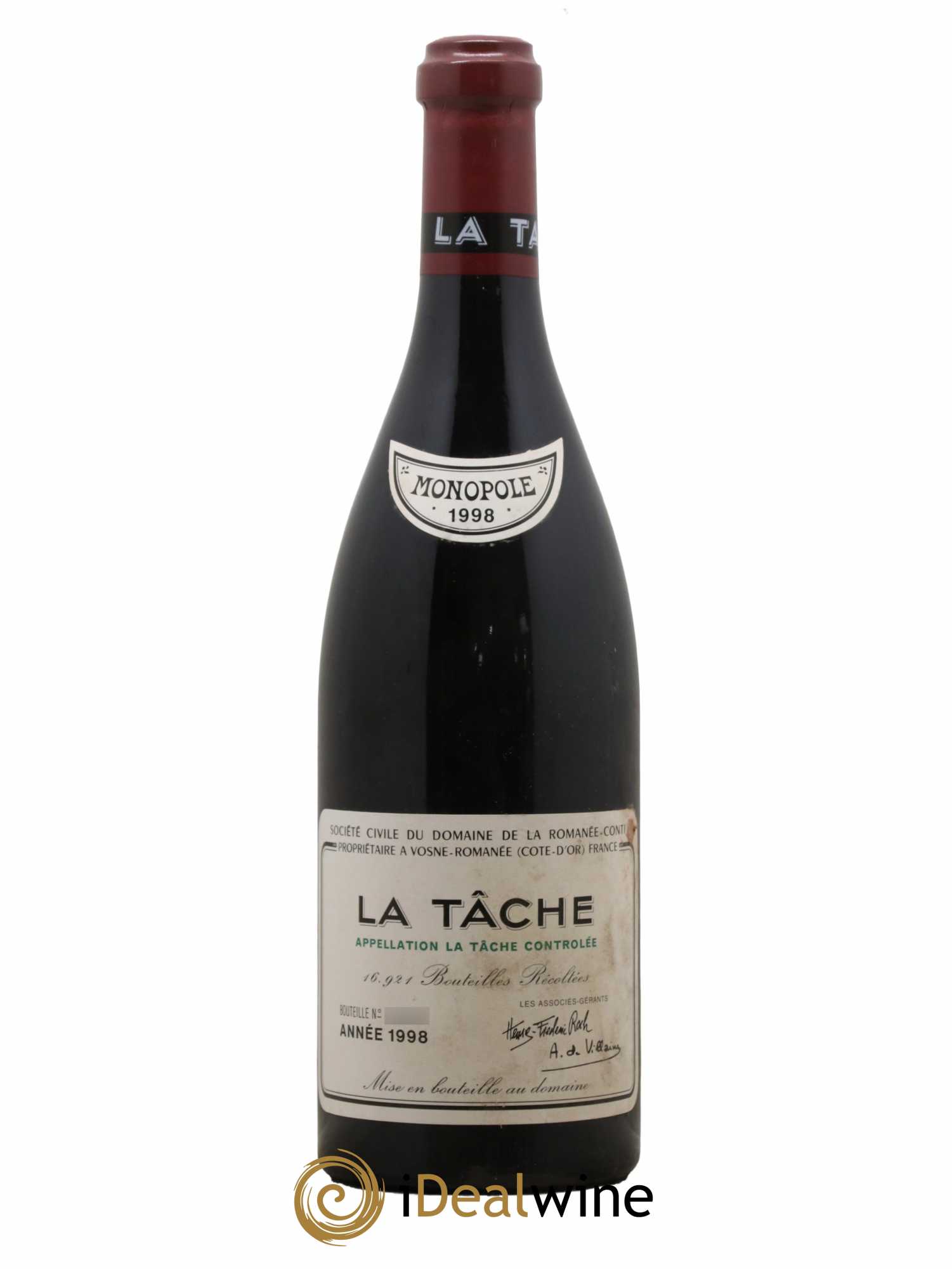 La Tâche Grand Cru Domaine de la Romanée-Conti 1998 - Lot de 1 bouteille - 0
