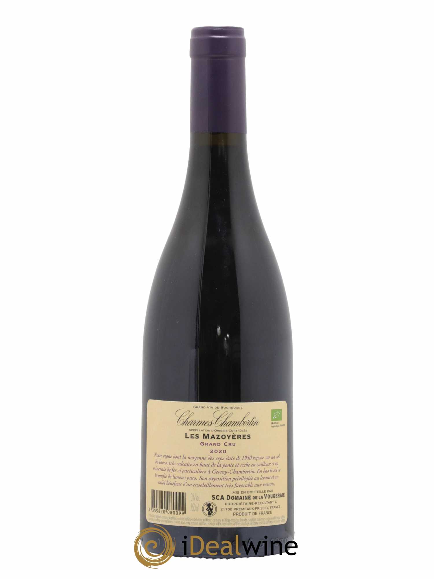 Charmes-Chambertin Grand Cru Les Mazoyères La Vougeraie 2020 - Lot of 1 bottle - 1