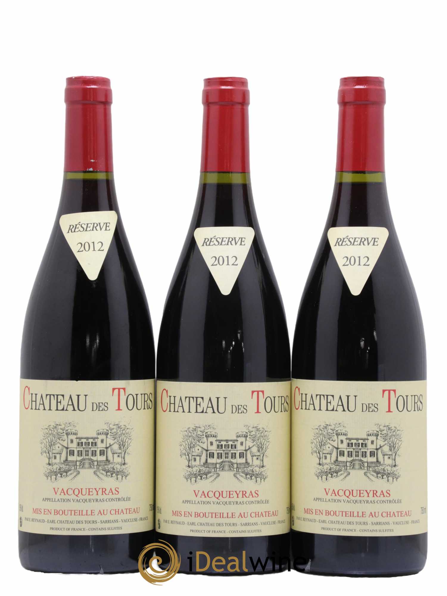 Vacqueyras Château des Tours Emmanuel Reynaud 2012 - Lot de 3 bouteilles - 0