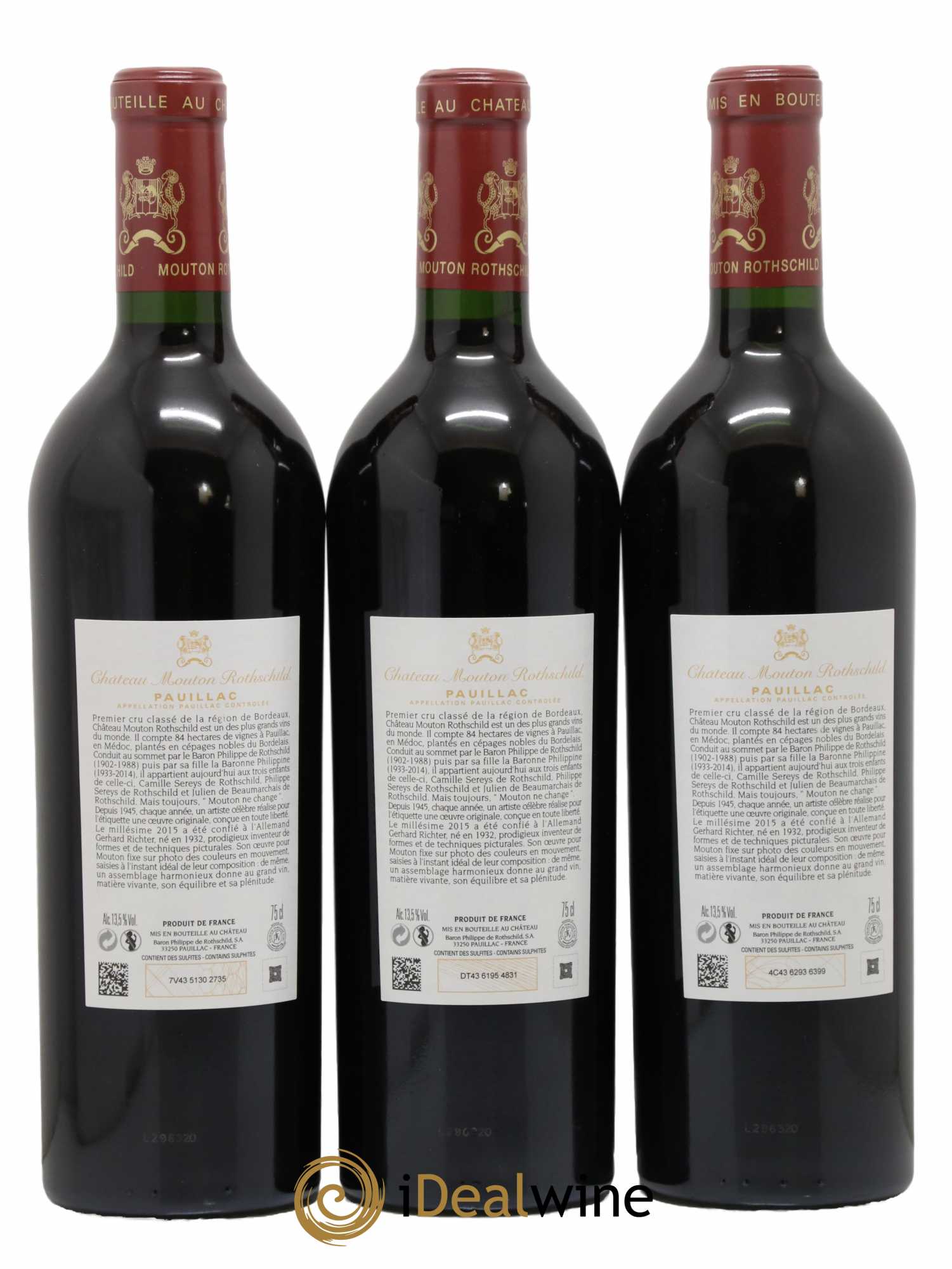 Château Mouton Rothschild 1er Grand Cru Classé 2015 - Lot de 3 bouteilles - 1