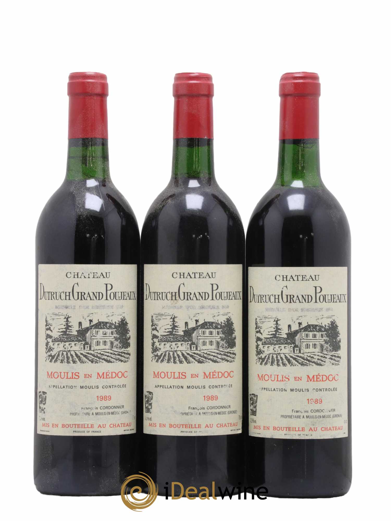 Château Dutruch Grand Poujeaux Cru Bourgeois 1989 - Lot de 3 bouteilles - 0