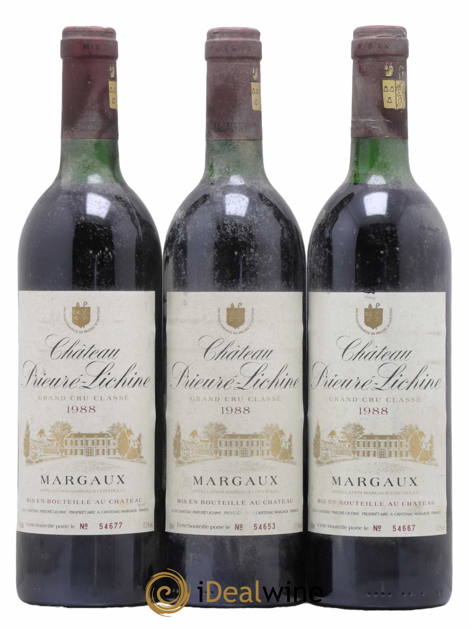 Château Prieuré Lichine 4ème Grand Cru Classé 1988 - Lot de 3 bouteilles - 0