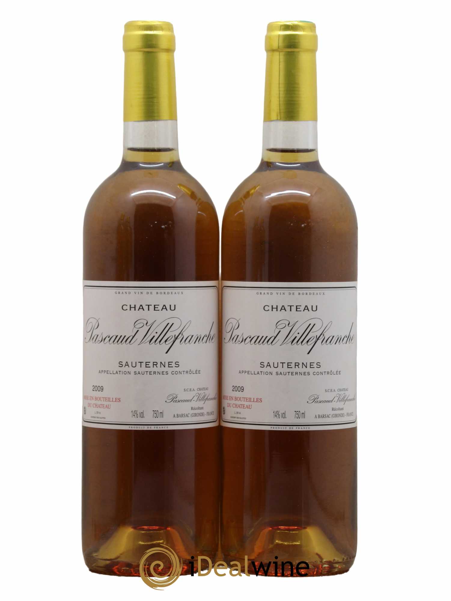 Sauternes Chateau Pascaud Villefranche 2009 - Lotto di 2 bottiglie - 0