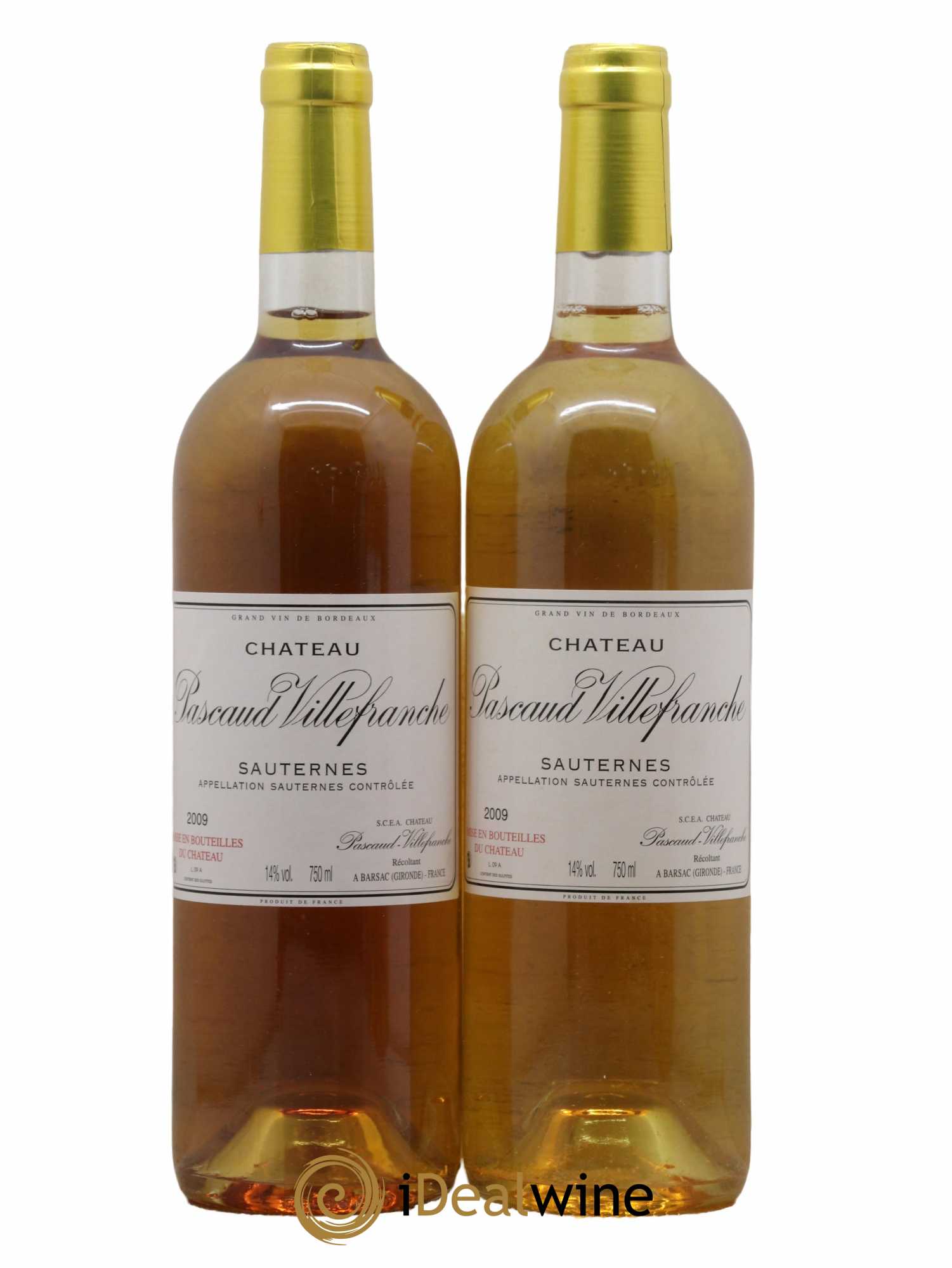 Sauternes Chateau Pascaud Villefranche 2009 - Lotto di 2 bottiglie - 0