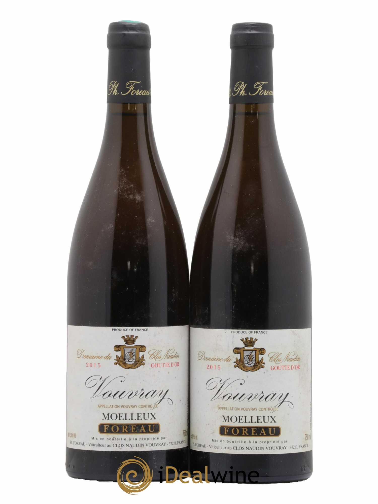 Vouvray Goutte d'Or Clos Naudin - Philippe Foreau 2015 - Lotto di 2 bottiglie - 0