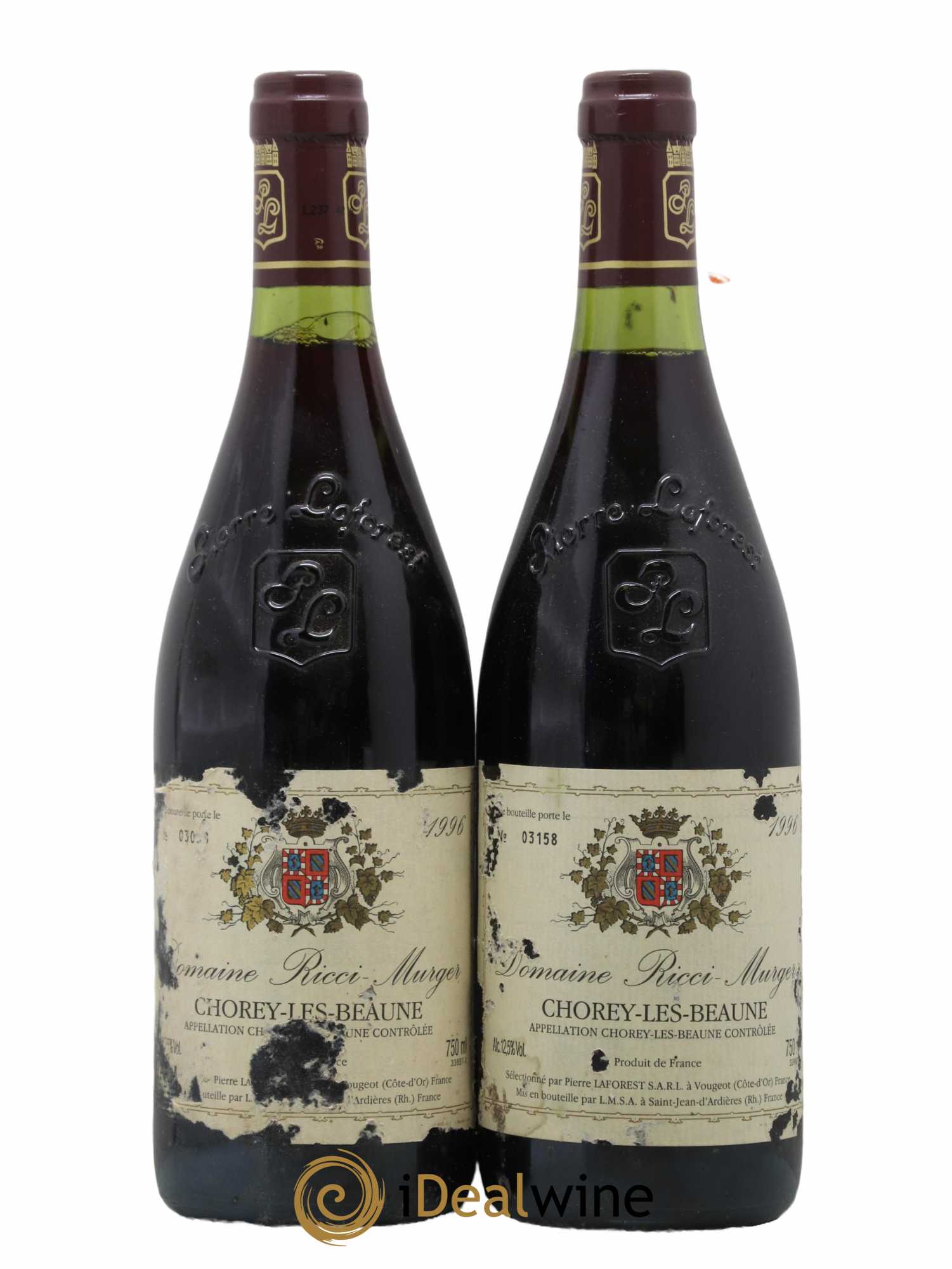 Chorey-lès-Beaune Domaine Marcel Ricci Murger 1996 - Lot de 2 bouteilles - 0
