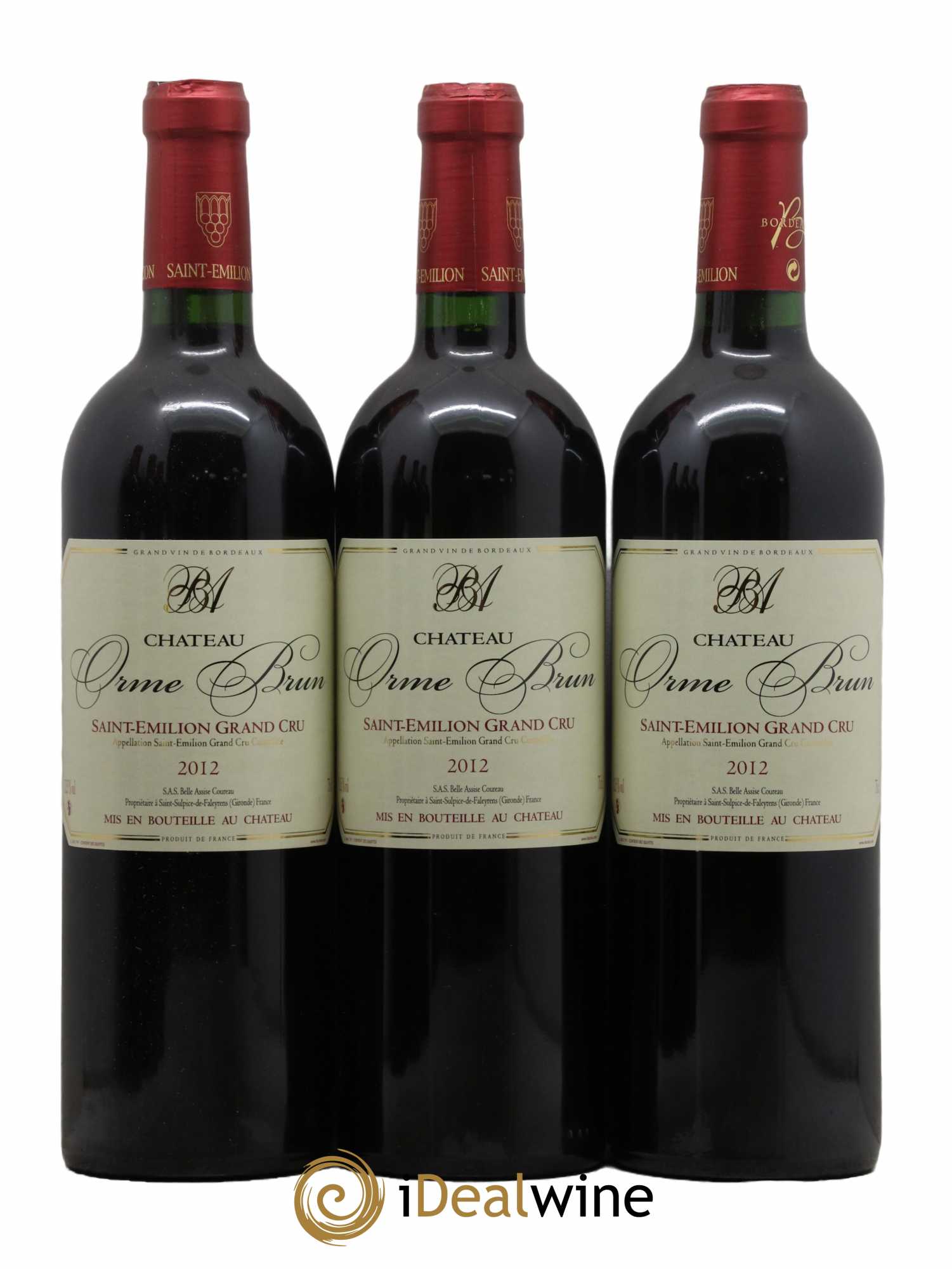 Saint-Émilion Grand Cru Château Les Ormes Brun 2012 - Lot de 3 bouteilles - 0