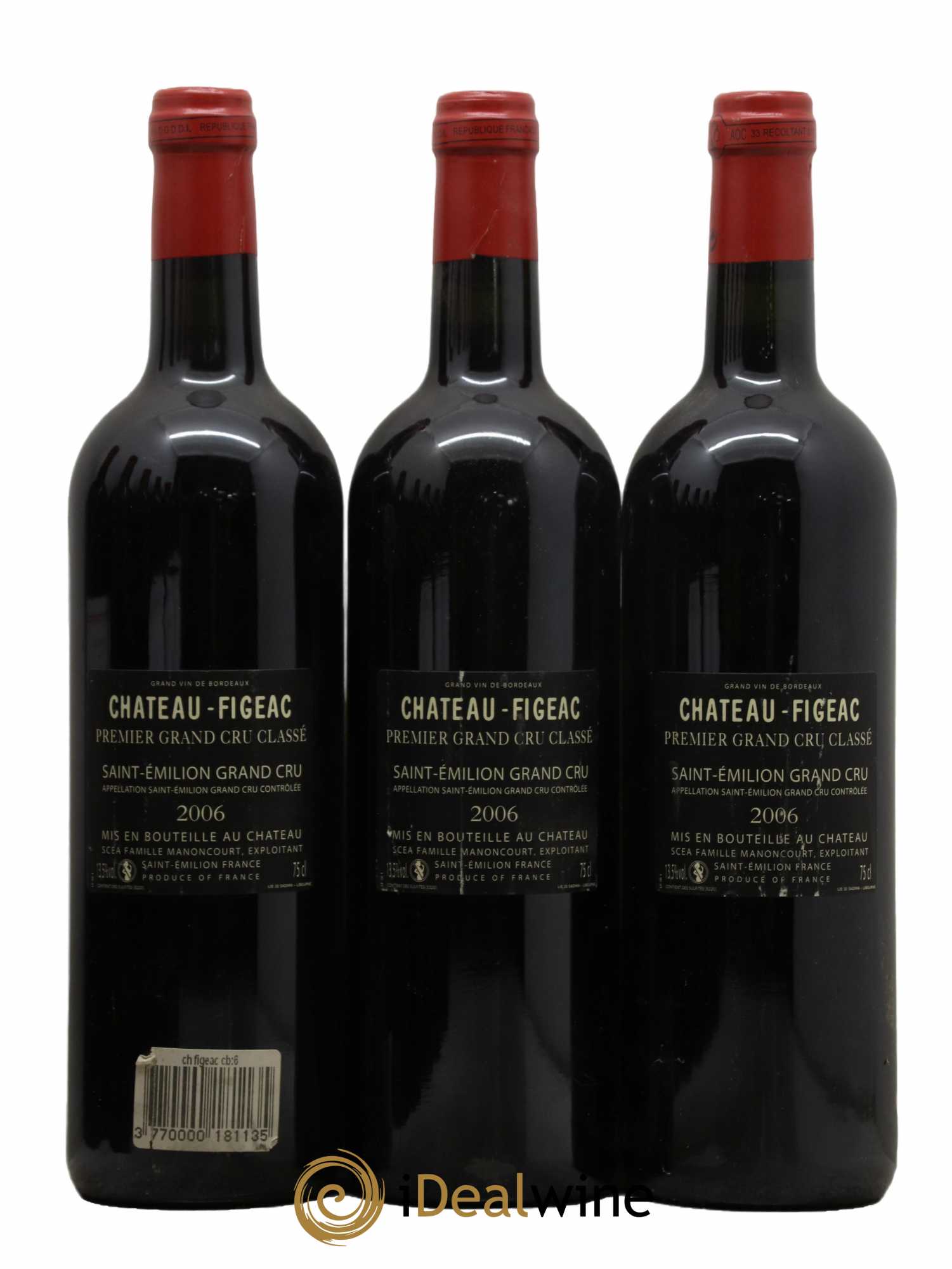 Château Figeac 1er Grand Cru Classé A 2006 - Lot de 3 bouteilles - 1