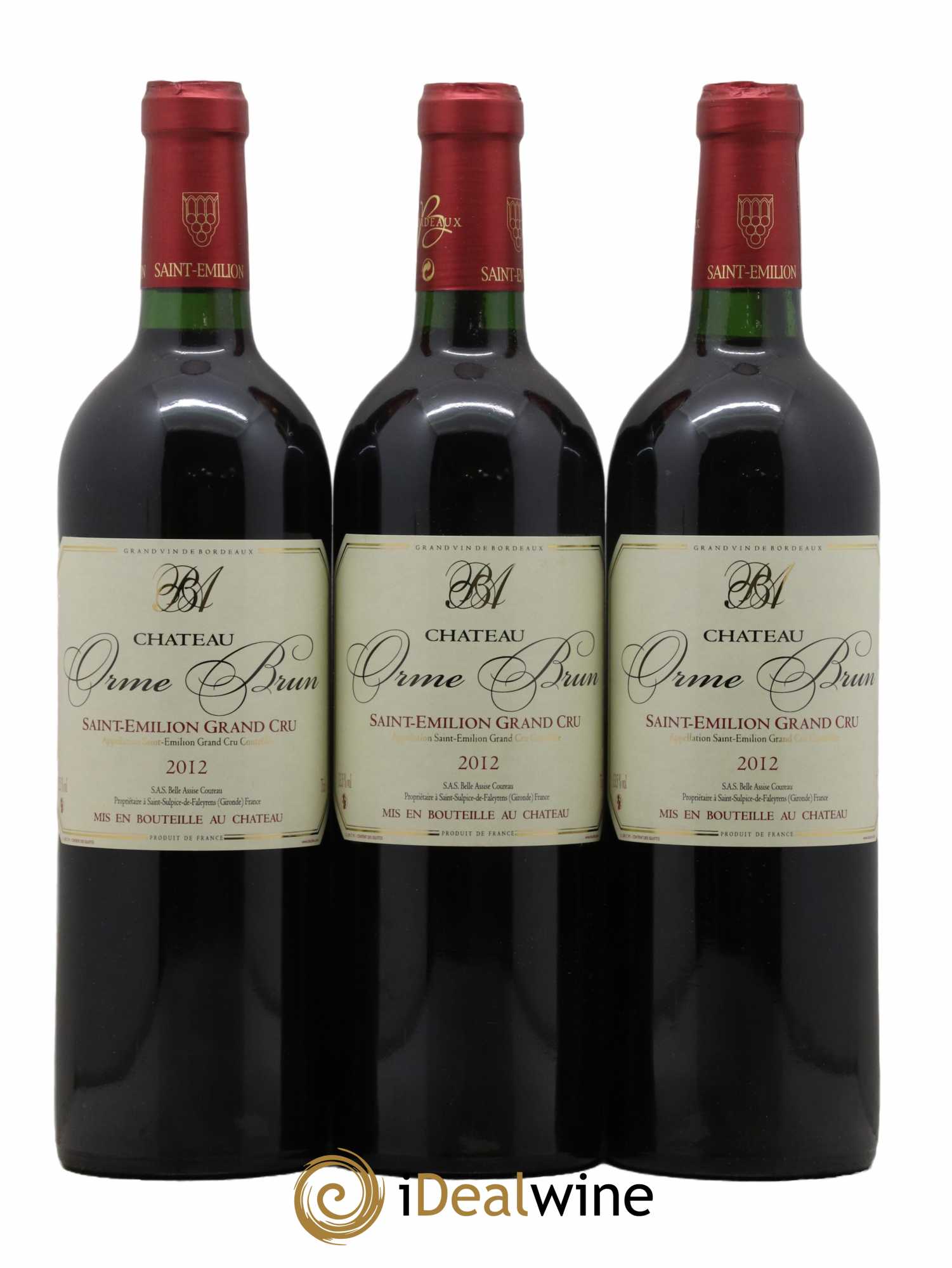 Saint-Émilion Grand Cru Château Les Ormes Brun 2012 - Lot de 3 bouteilles - 0