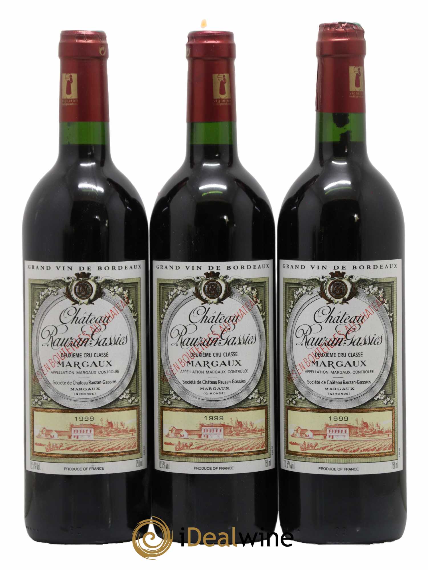 Château Rauzan-Gassies 2ème Grand Cru Classé 1999 - Lot de 3 bouteilles - 0