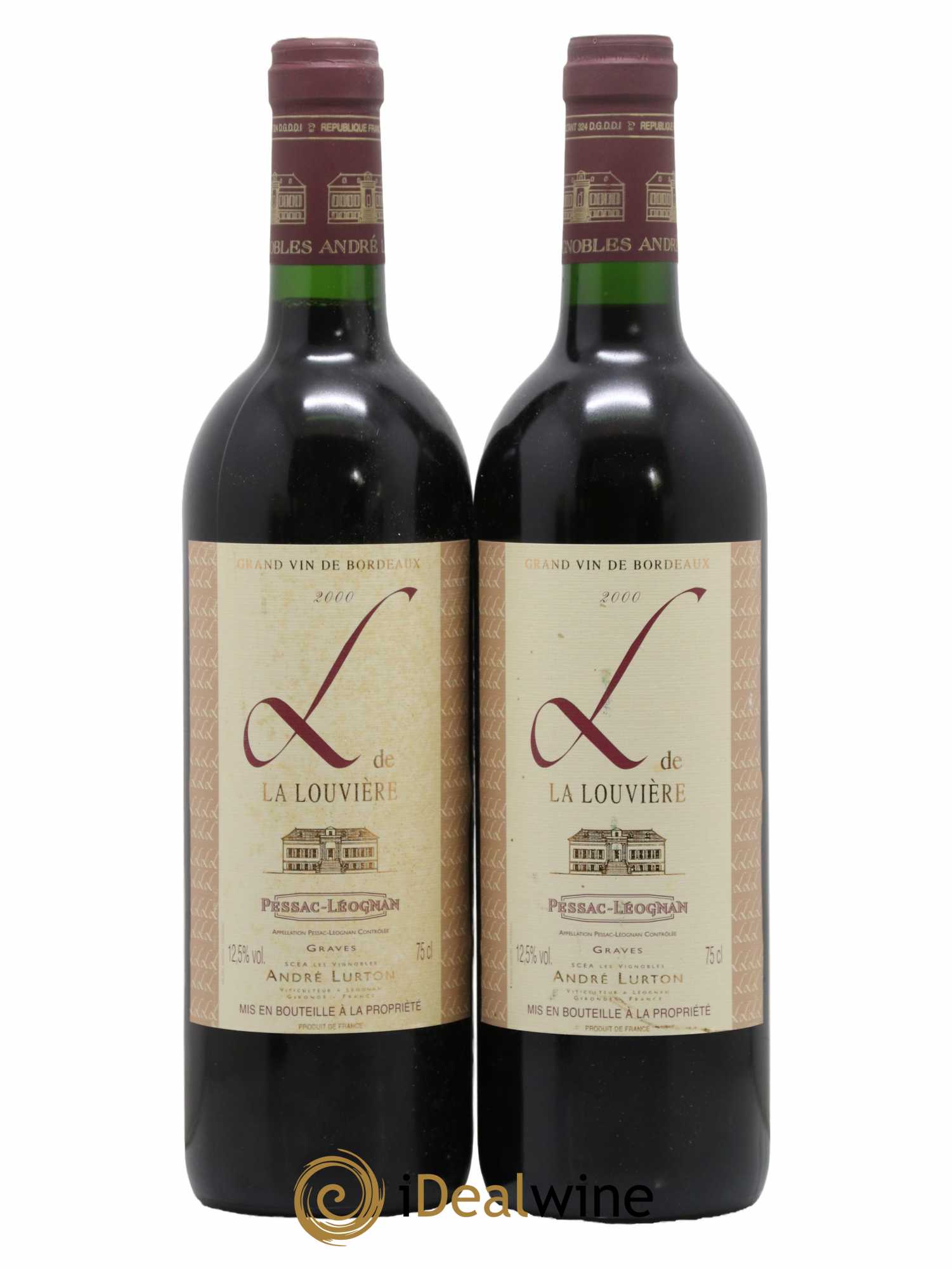 Pessac-Léognan L du Château La Louvière 2000 - Lot de 2 bouteilles - 0