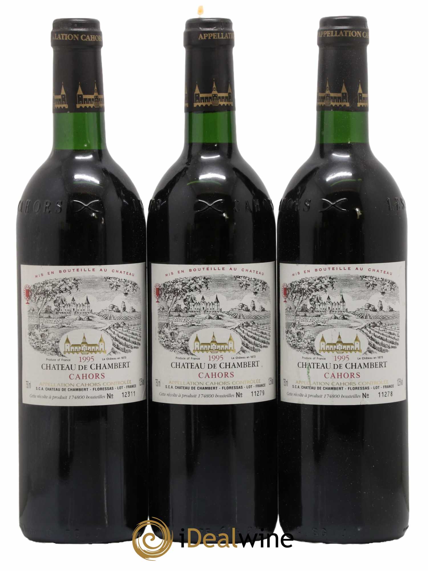 Cahors Château de Chambert 1995 - Lot de 3 bouteilles - 0
