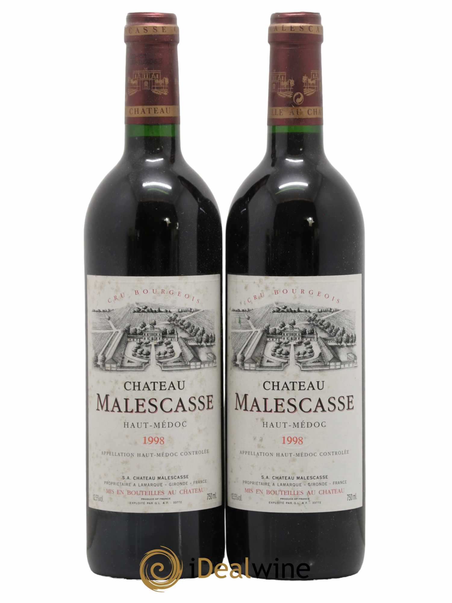 Château Malescasse Cru Bourgeois Exceptionnel 1998 - Lot de 2 bouteilles - 0