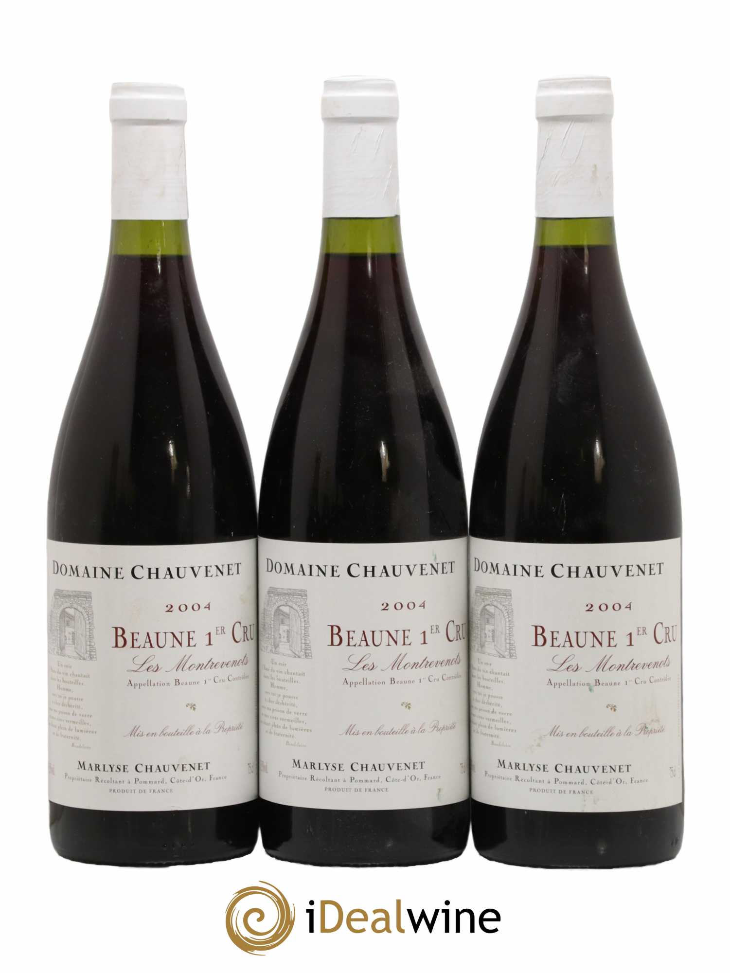 Beaune 1er Cru Les Montrevenots Domaine Chauvenet 2004 - Lot de 3 bouteilles - 0