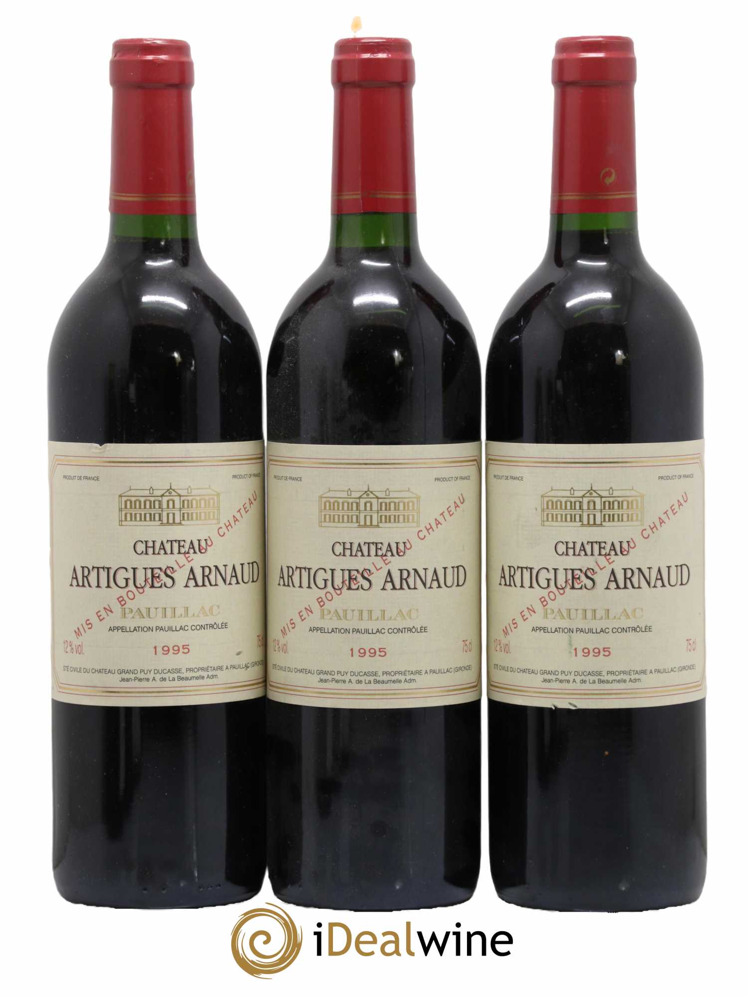 Pauillac Château Artigues Arnaud 1995 - Lot de 3 bouteilles - 0