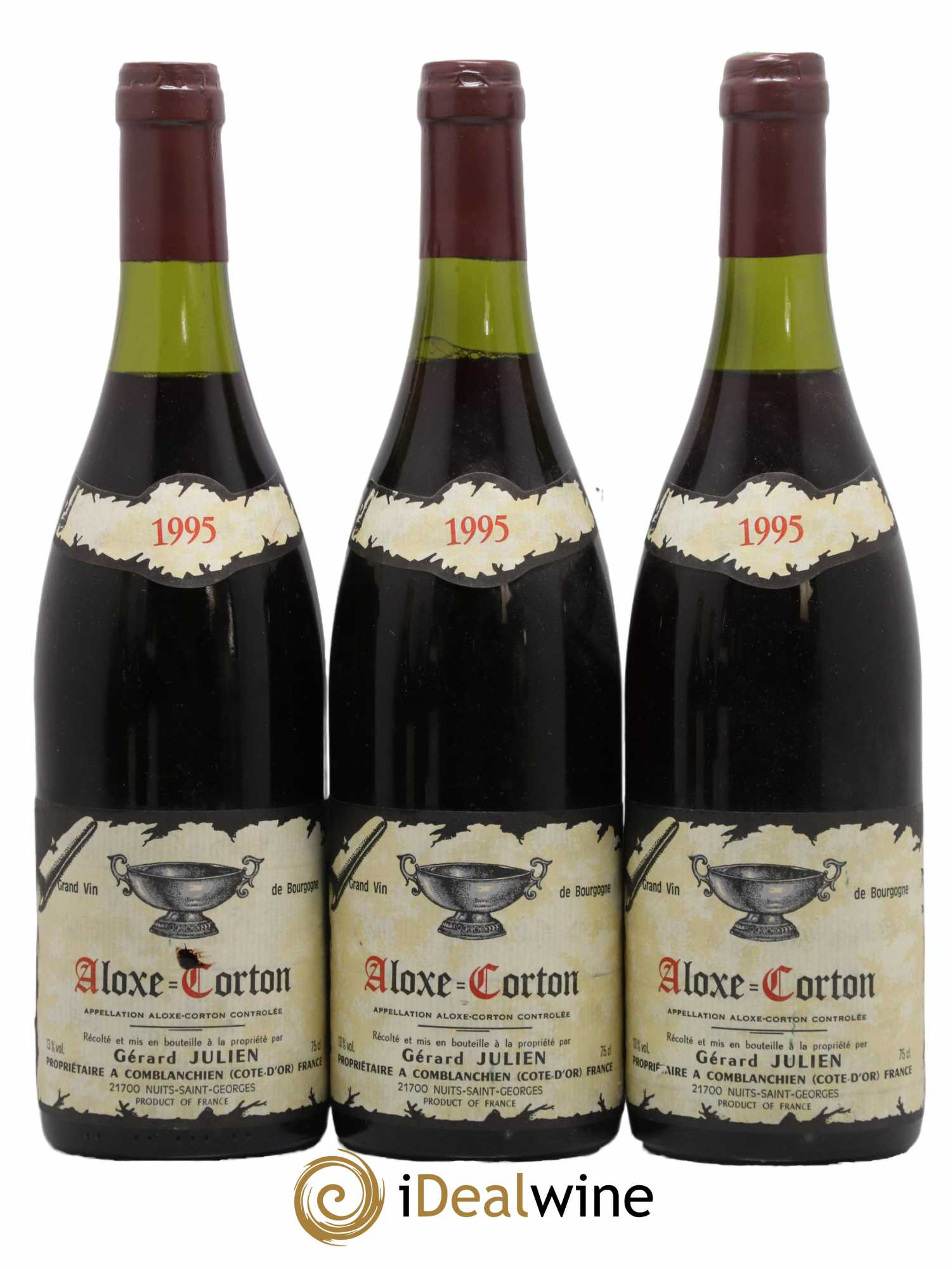 Aloxe-Corton Domaine Julien Gérard 1995 - Lot de 3 bouteilles - 0