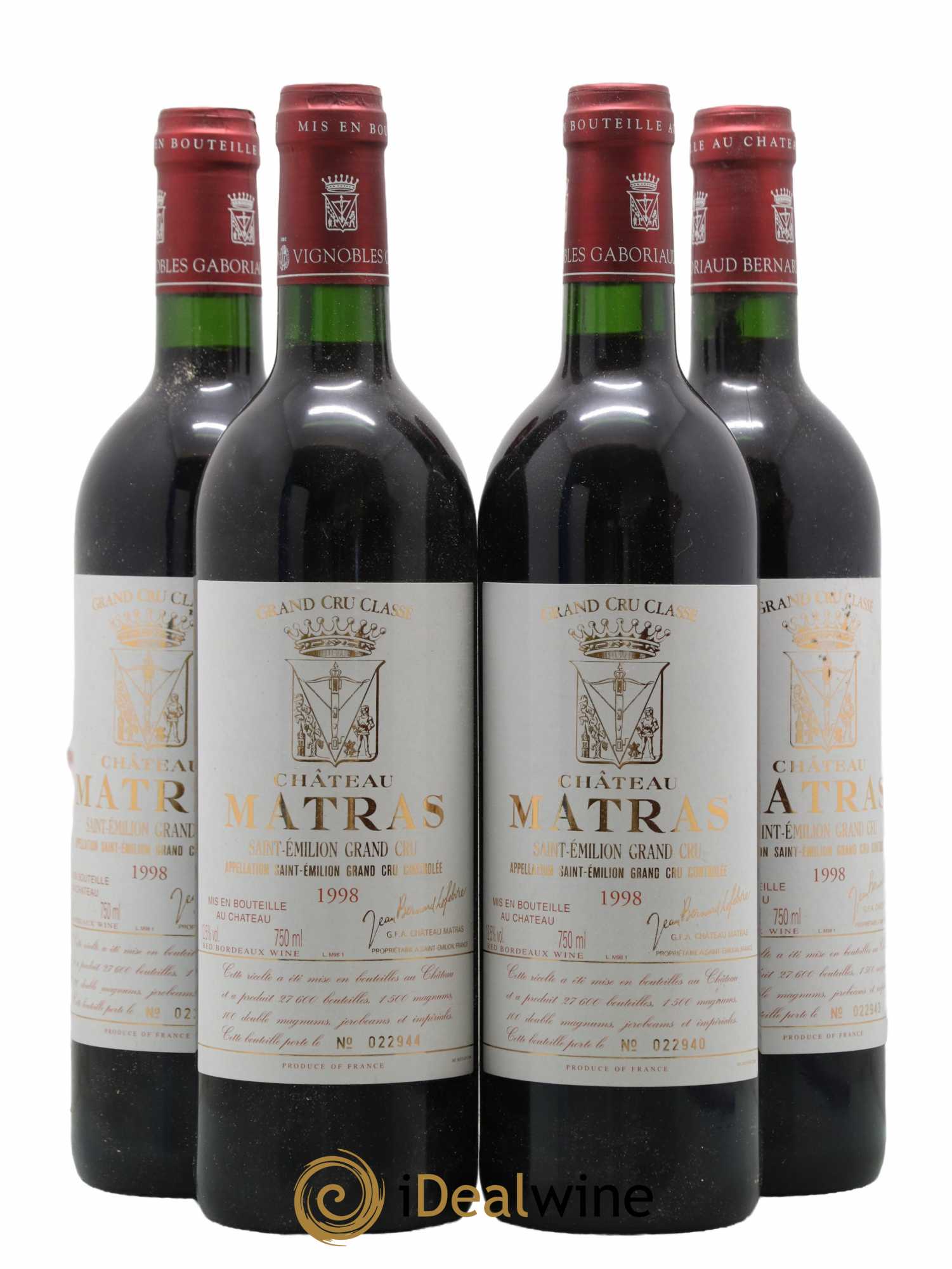 Château Matras 1998 - Lot de 4 bouteilles - 0